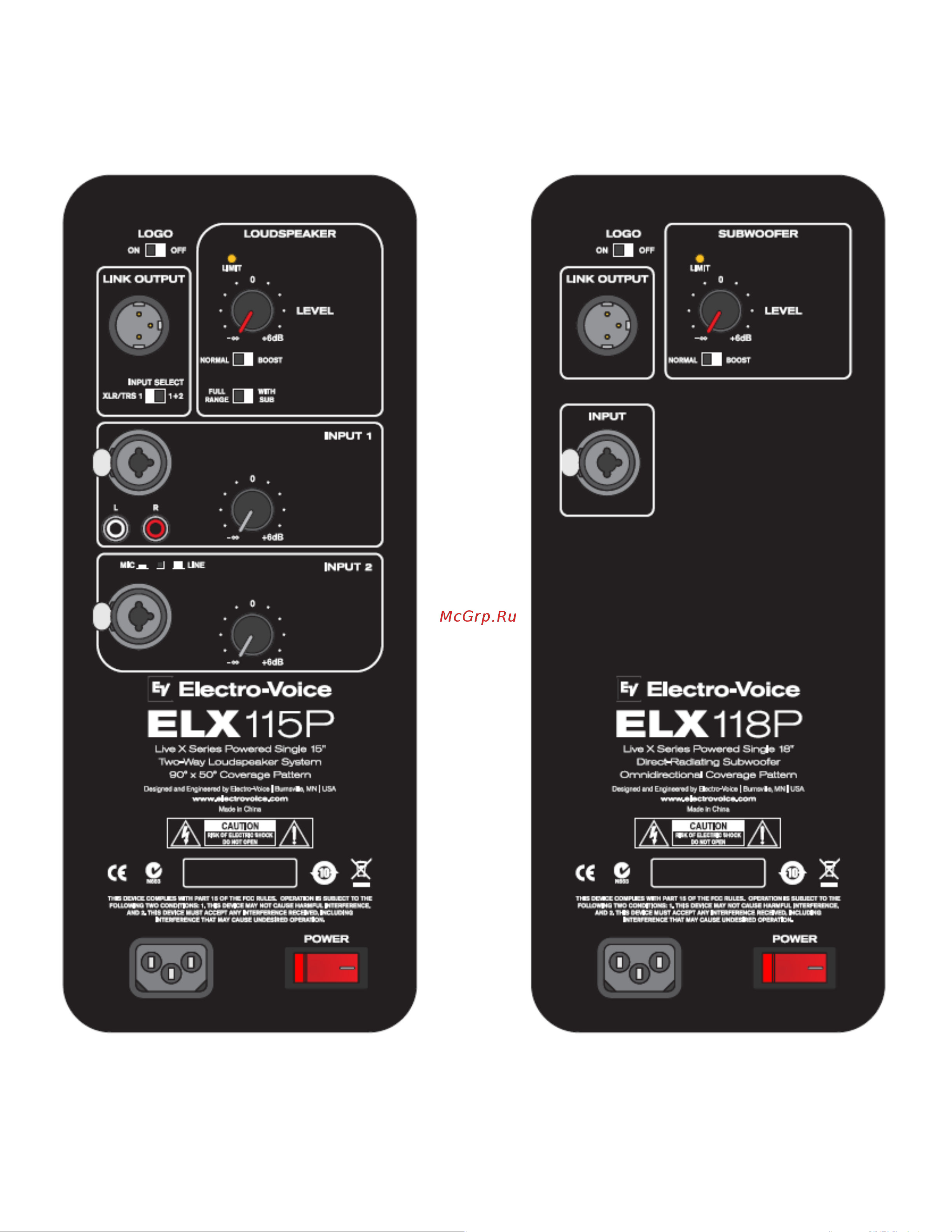 ELECTRO VOICE ELX118P [9/20] Управляющие элементы