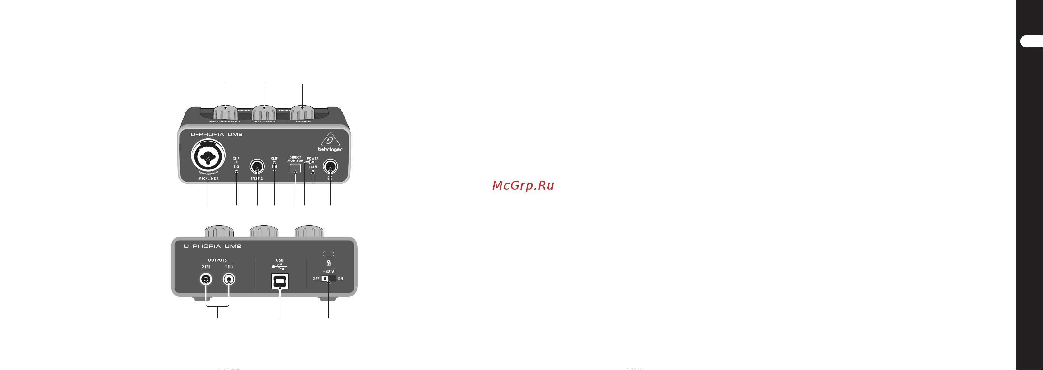 Behringer UMC202HD [7/15] Элементы управления u phoria umc404 umc204 umc202 umc22 um2
