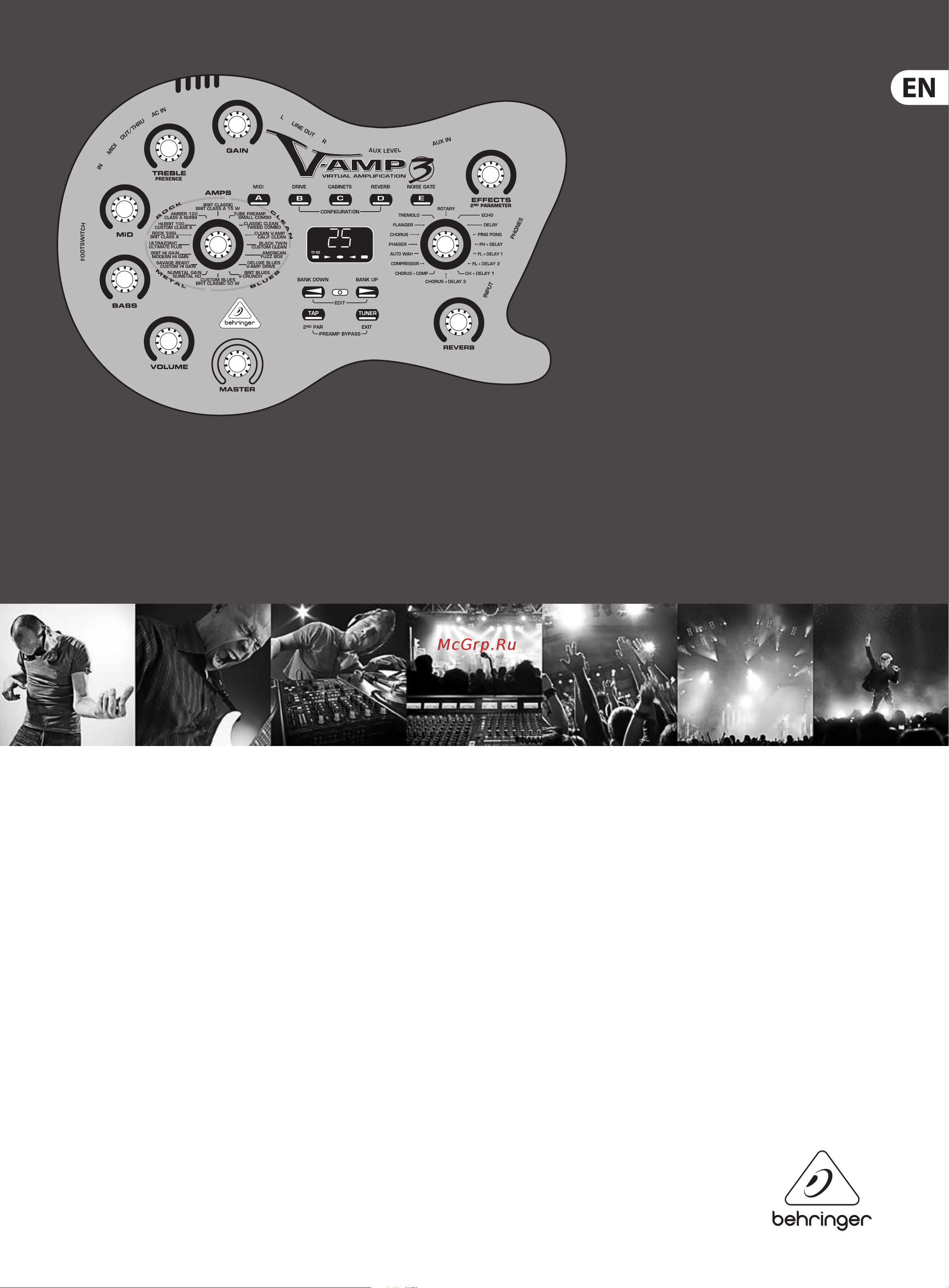 Behringer V-AMP3 Руководство по эксплуатации онлайн