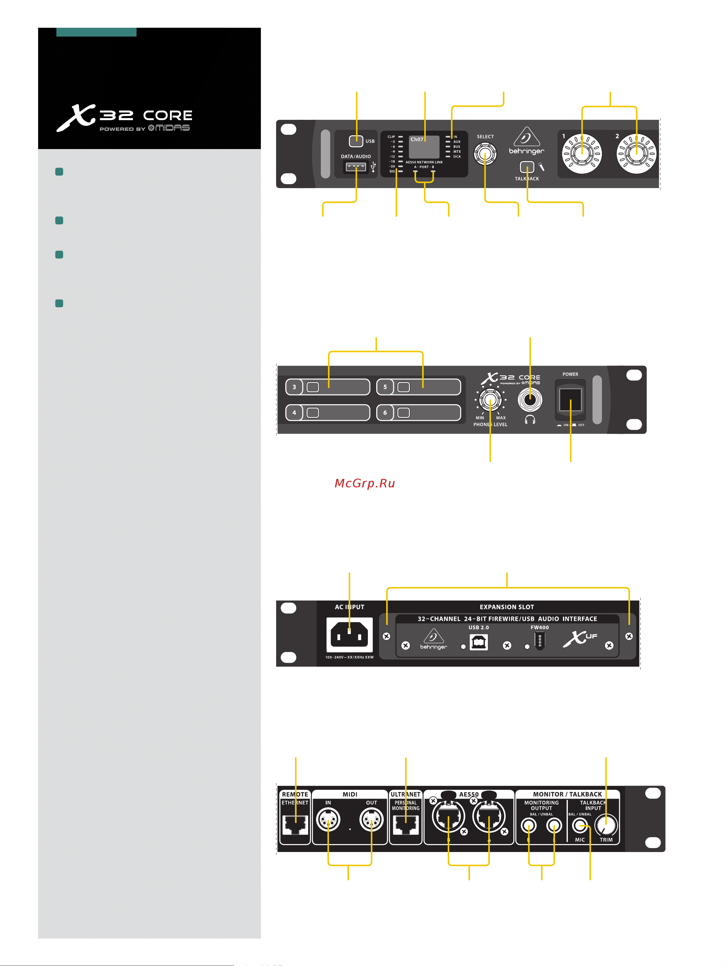 Behringer X32 CORE [2/4] Built in expansion port for audio interface cards or digital networking bridges