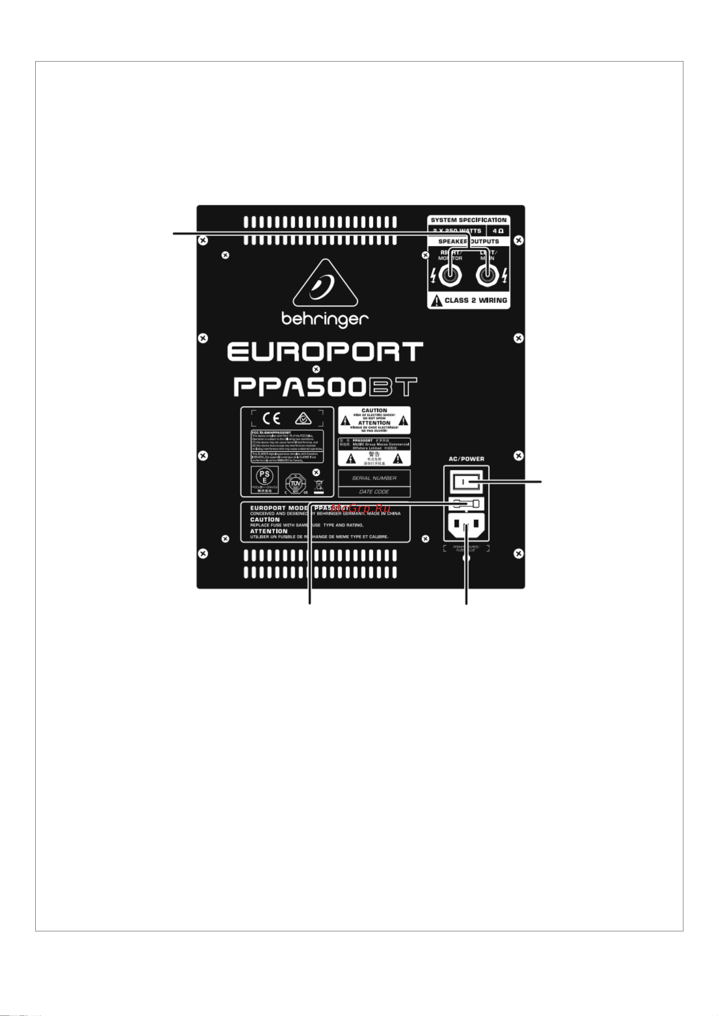 Behringer EUROPORT PPA500BT [11/17] Шаг 3 элементы управления