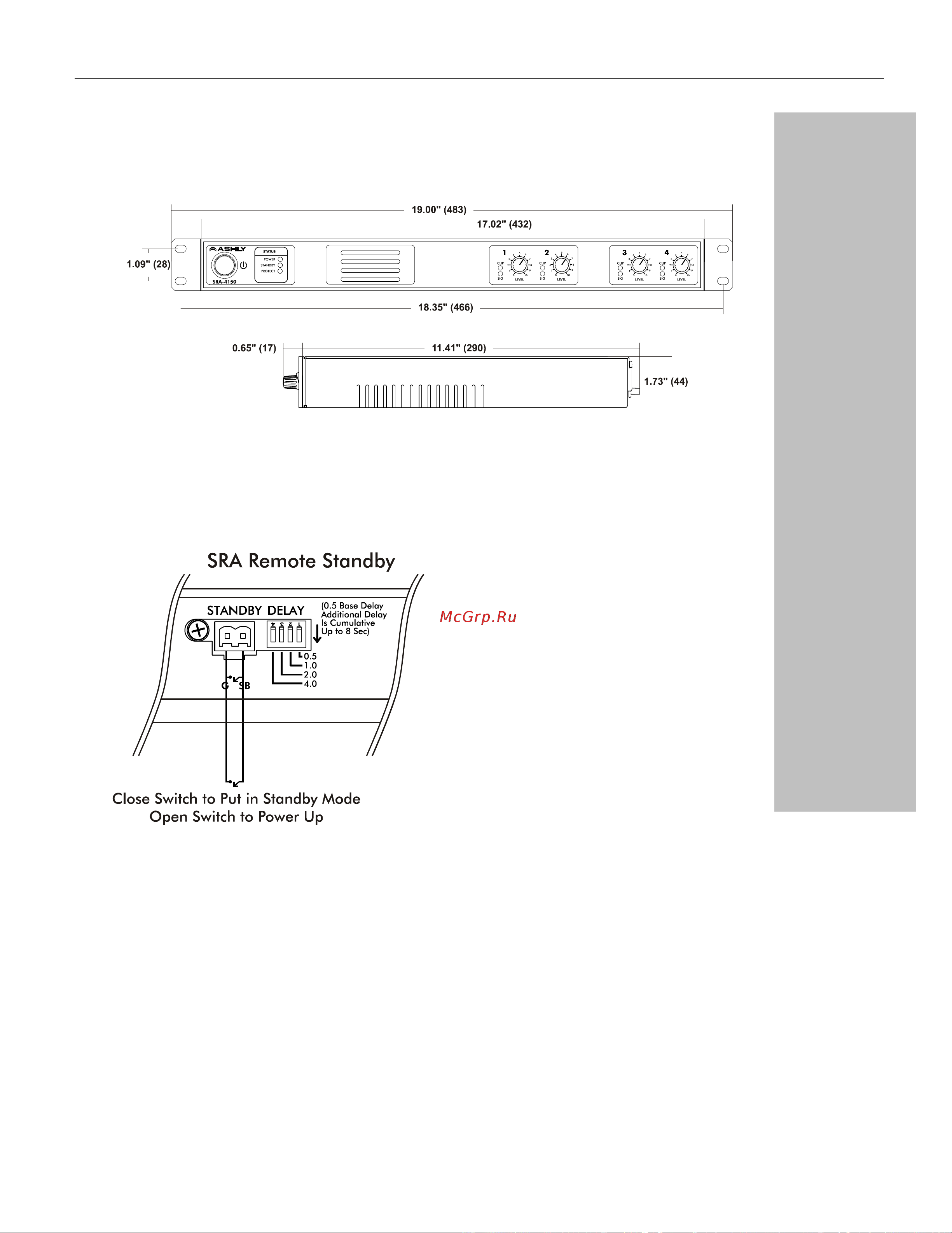 ASHLY SRA-4150 [11/12] Amplifier dimensions