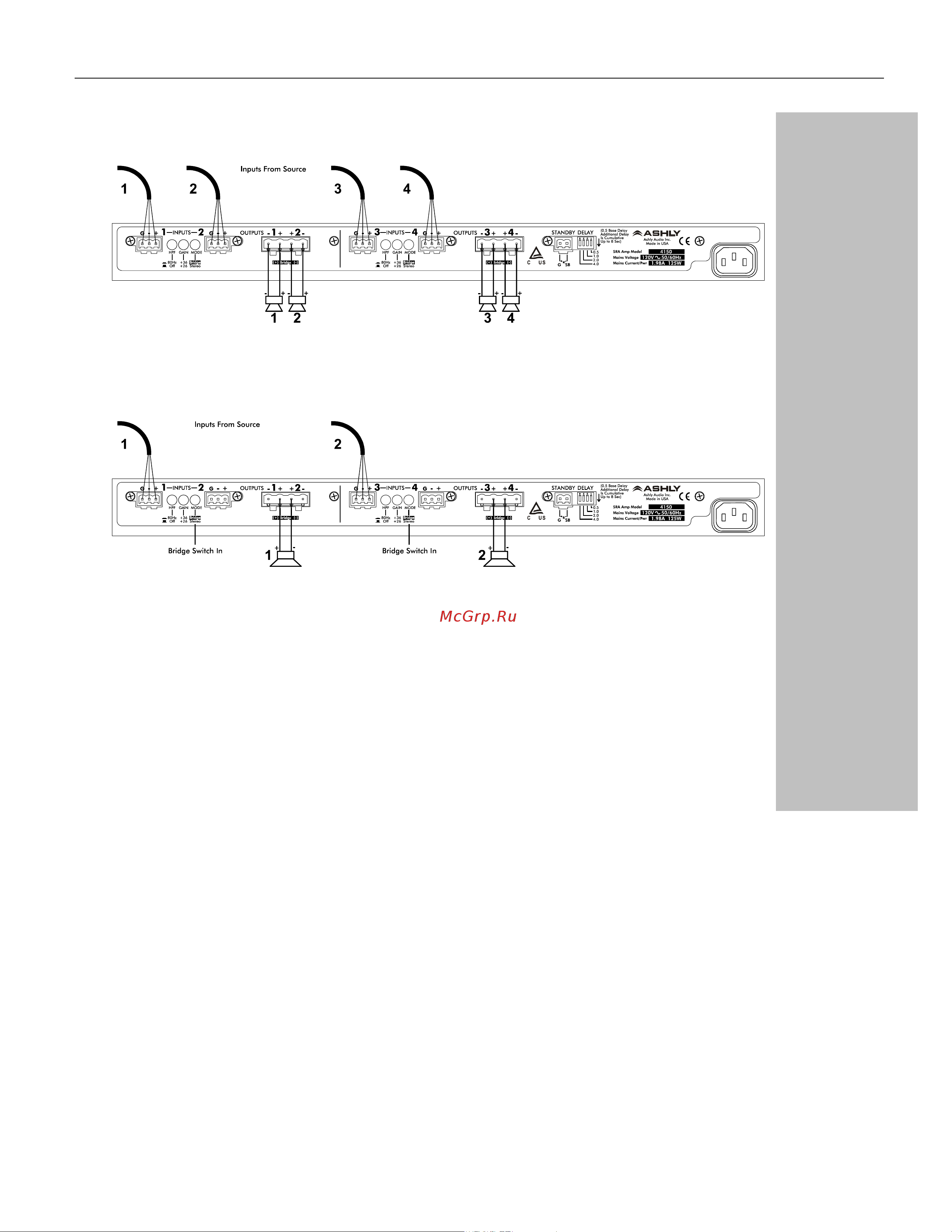 ASHLY SRA-4150 [7/12] Connectors polarity
