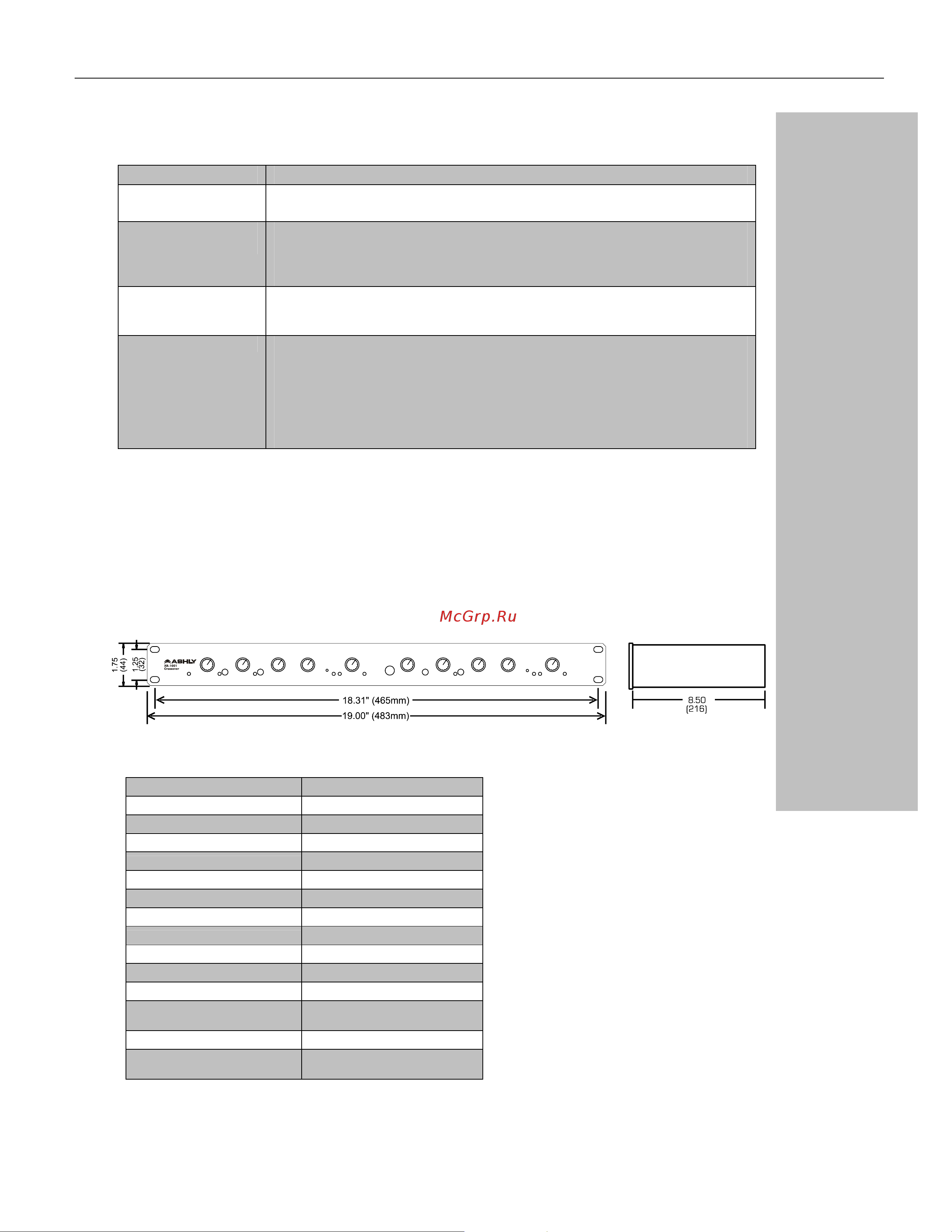ASHLY XR-1001 [7/8] Dimensions