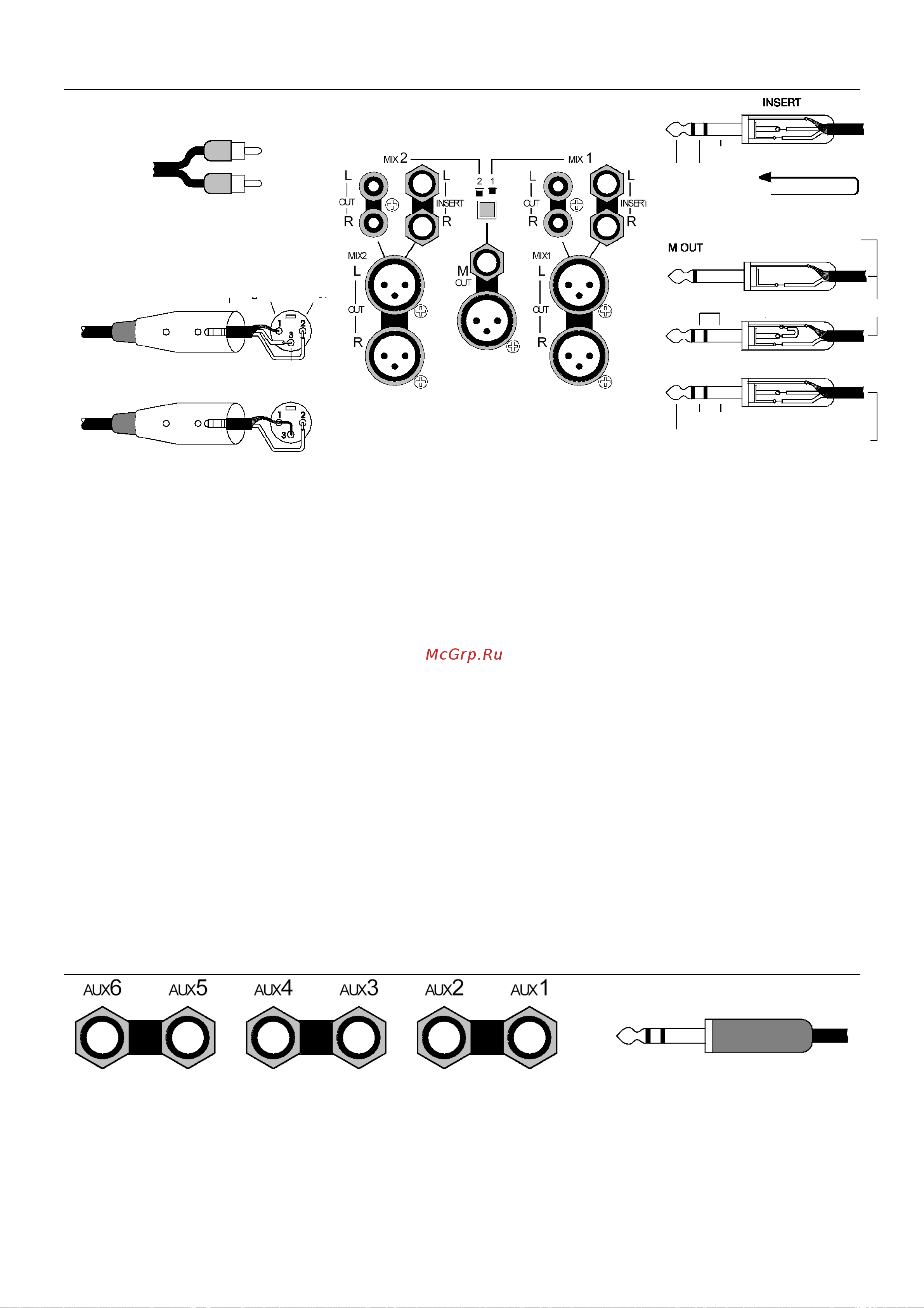 ALLEN & HEATH XONE464 [18/38] Подключение устройств к выходам mix1 и mix2