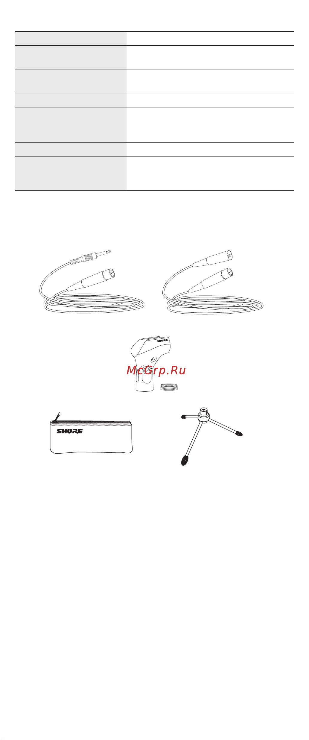 Shure SV200-A [13/20] Отдельно заказываемые принадлежности