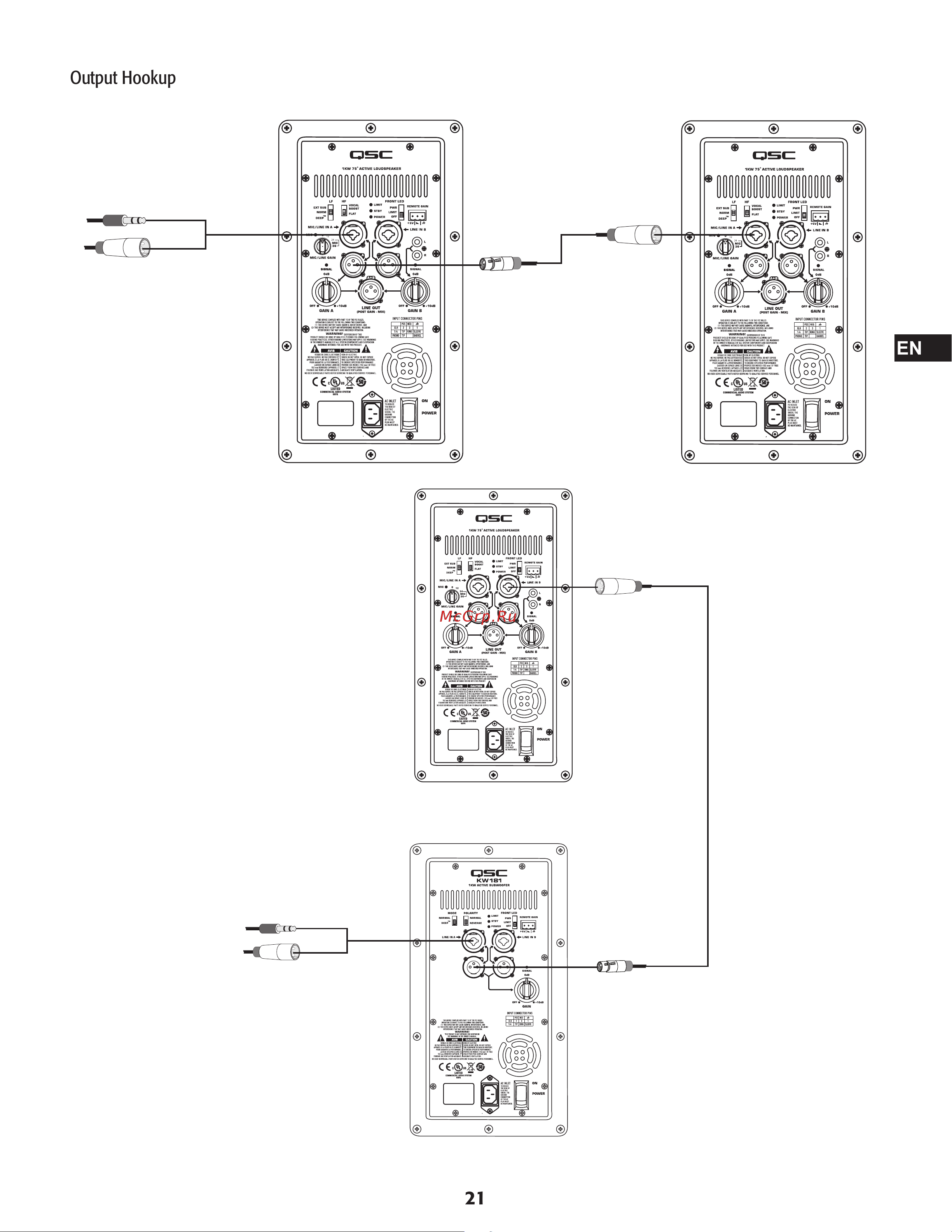 QSC KW153 [21/28] Output hookup