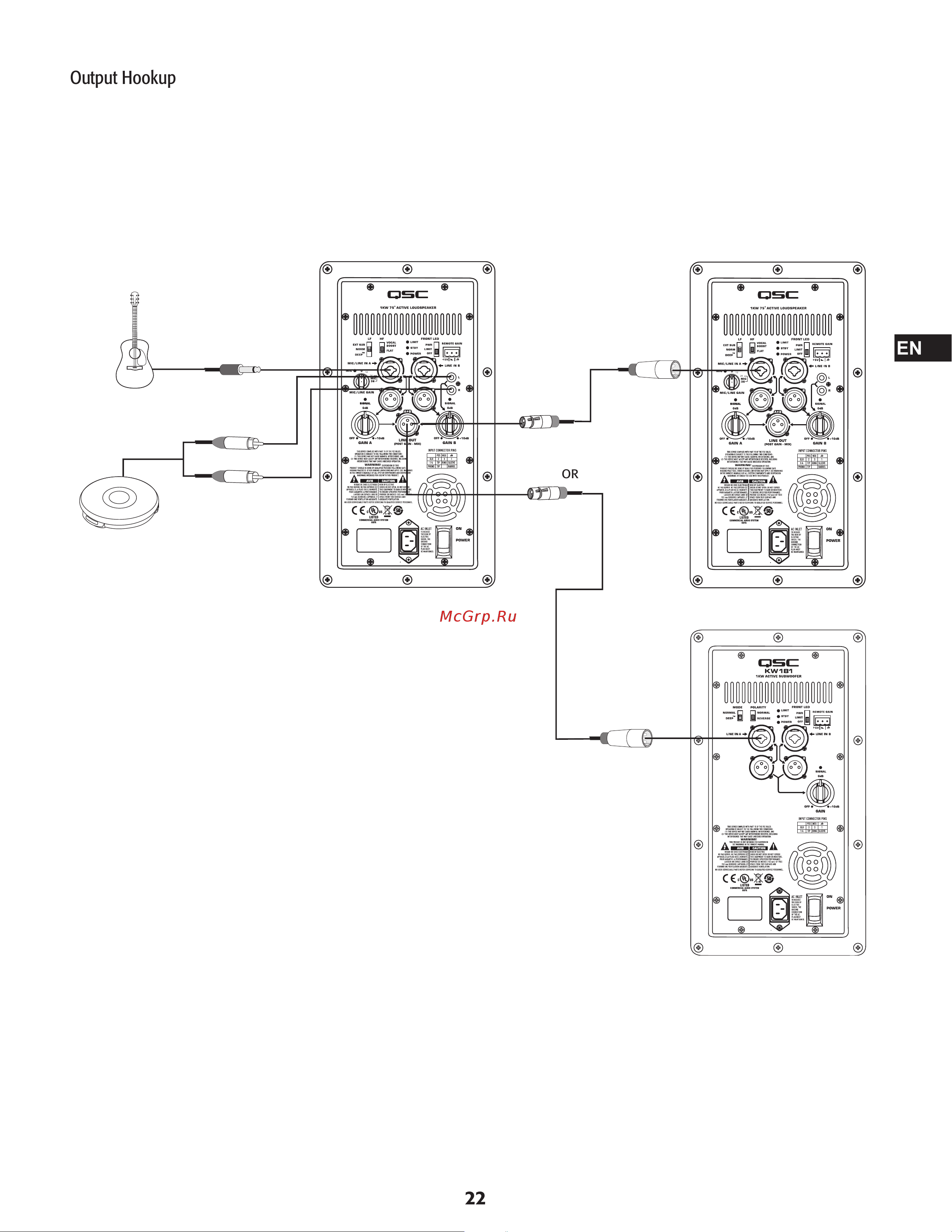 QSC KW153 [22/28] Output hookup