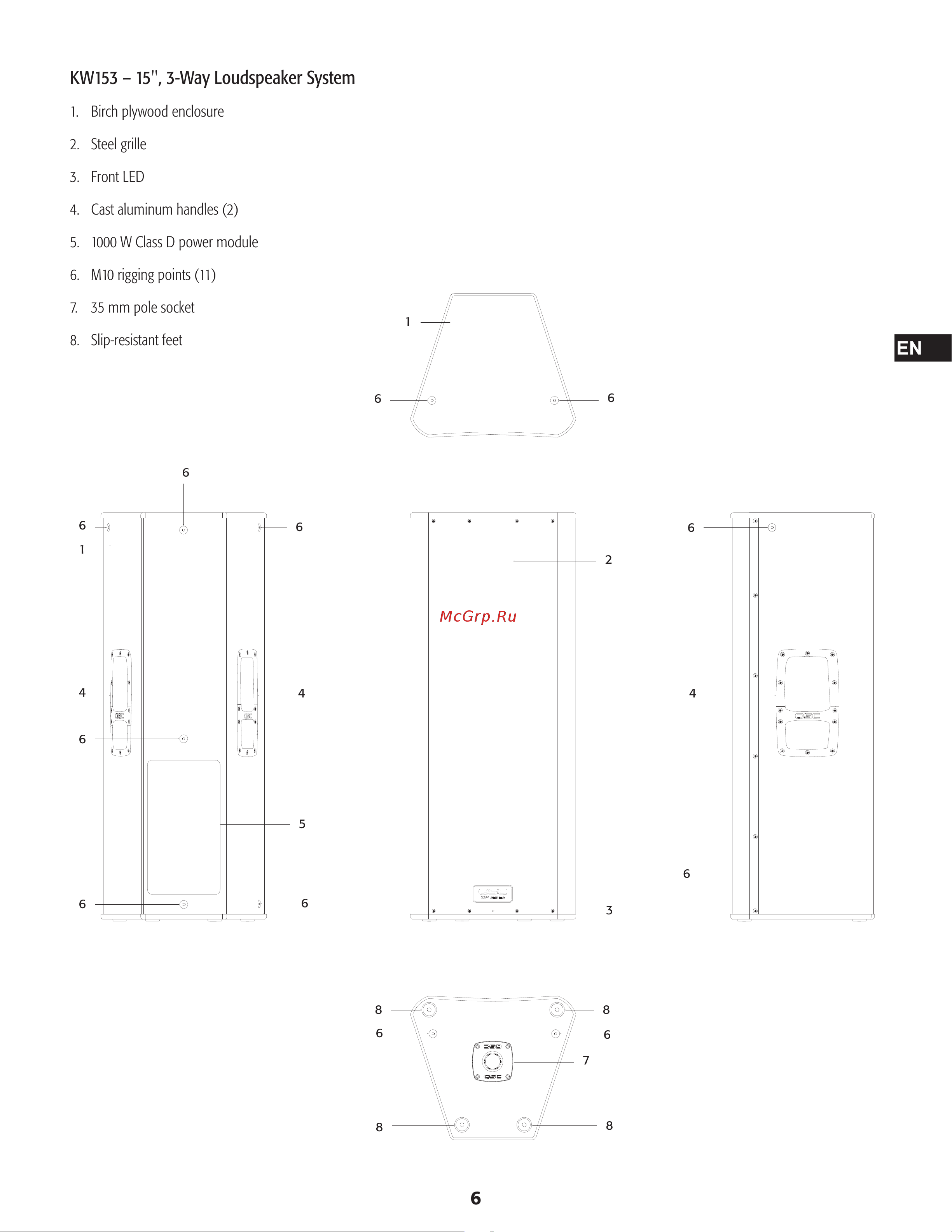 QSC KW153 [6/28] Kw153 15 3 way loudspeaker system
