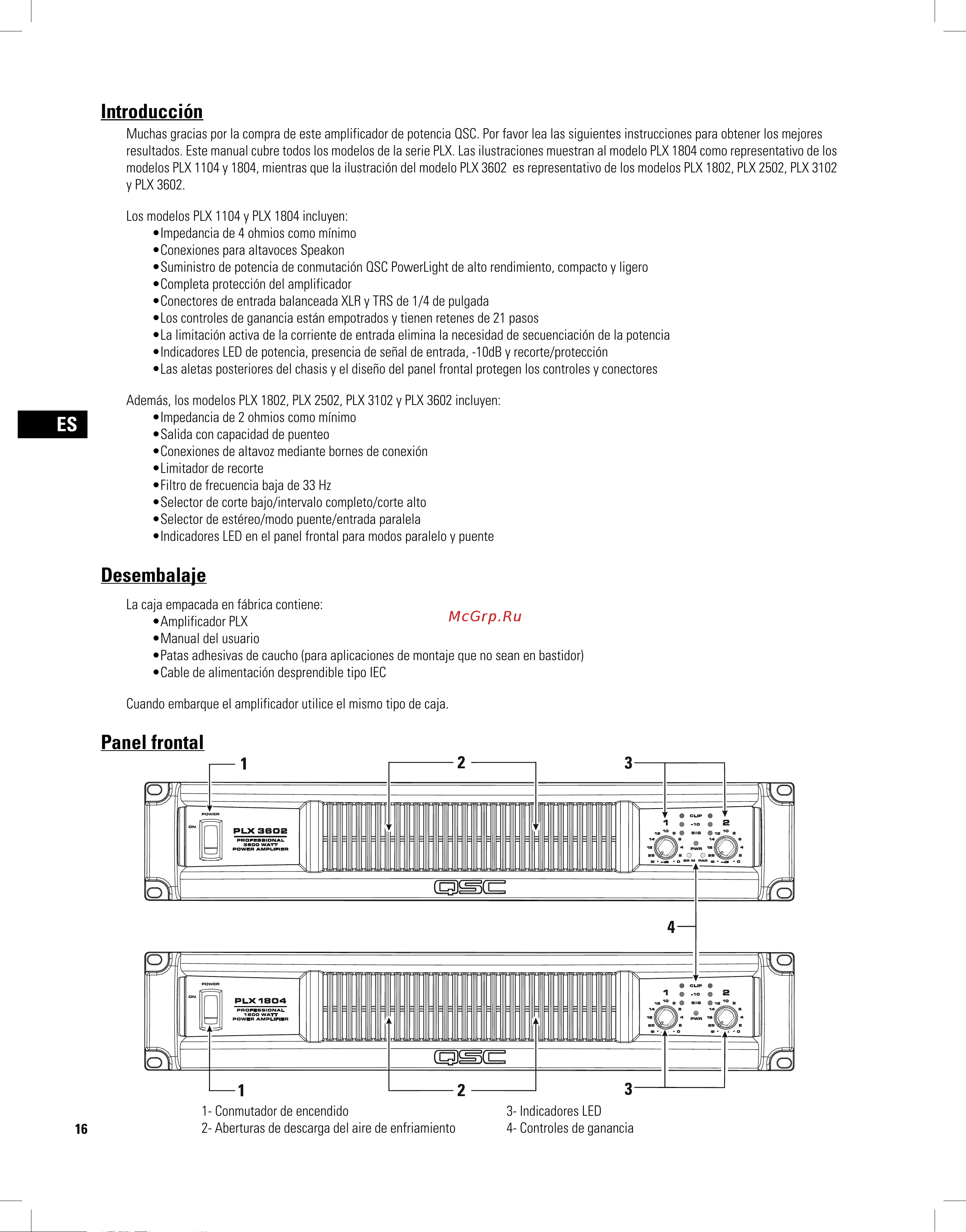 QSC PLX3102 [16/68] Desembalaje