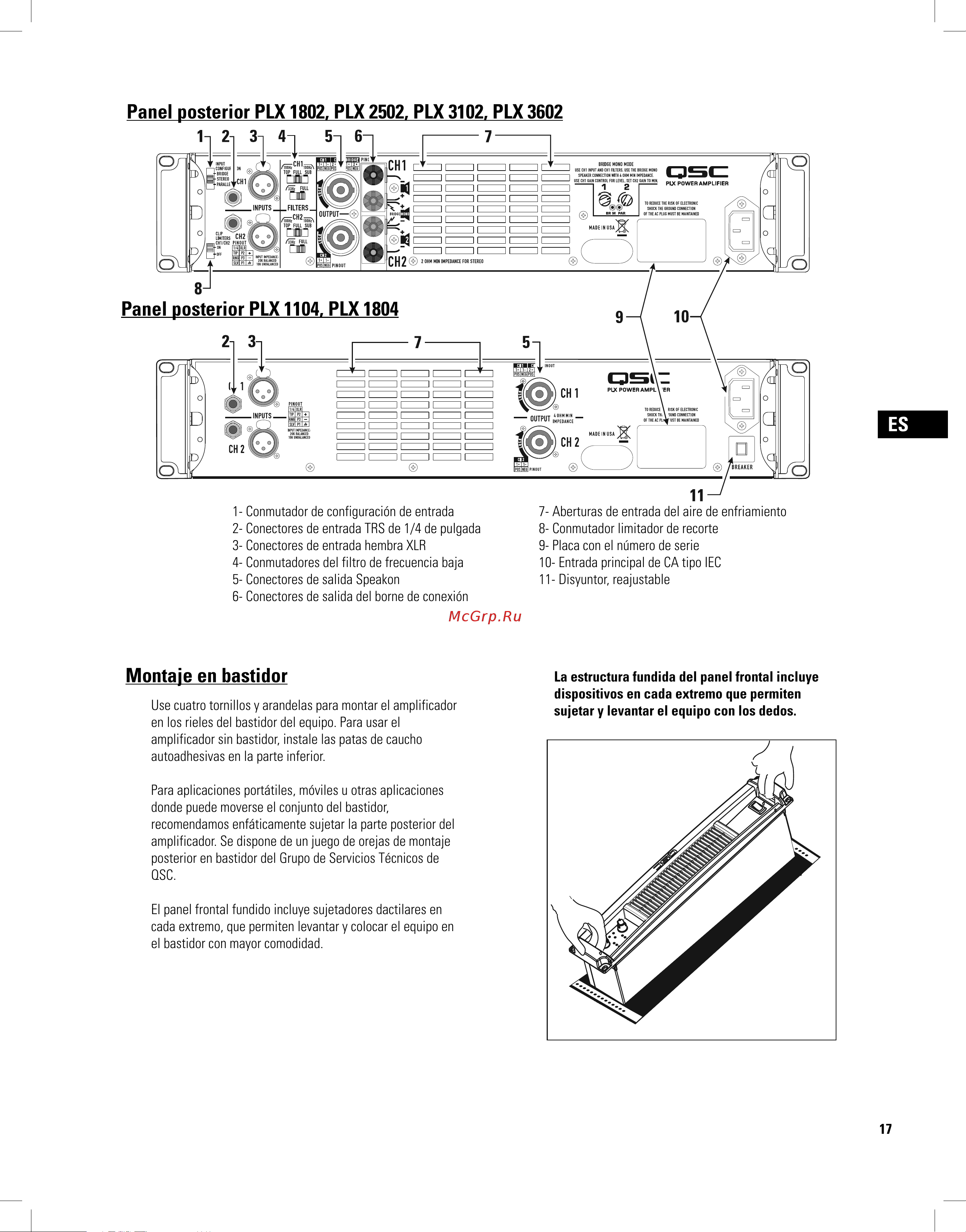 QSC PLX3102 [17/68] Montaje en bastidor