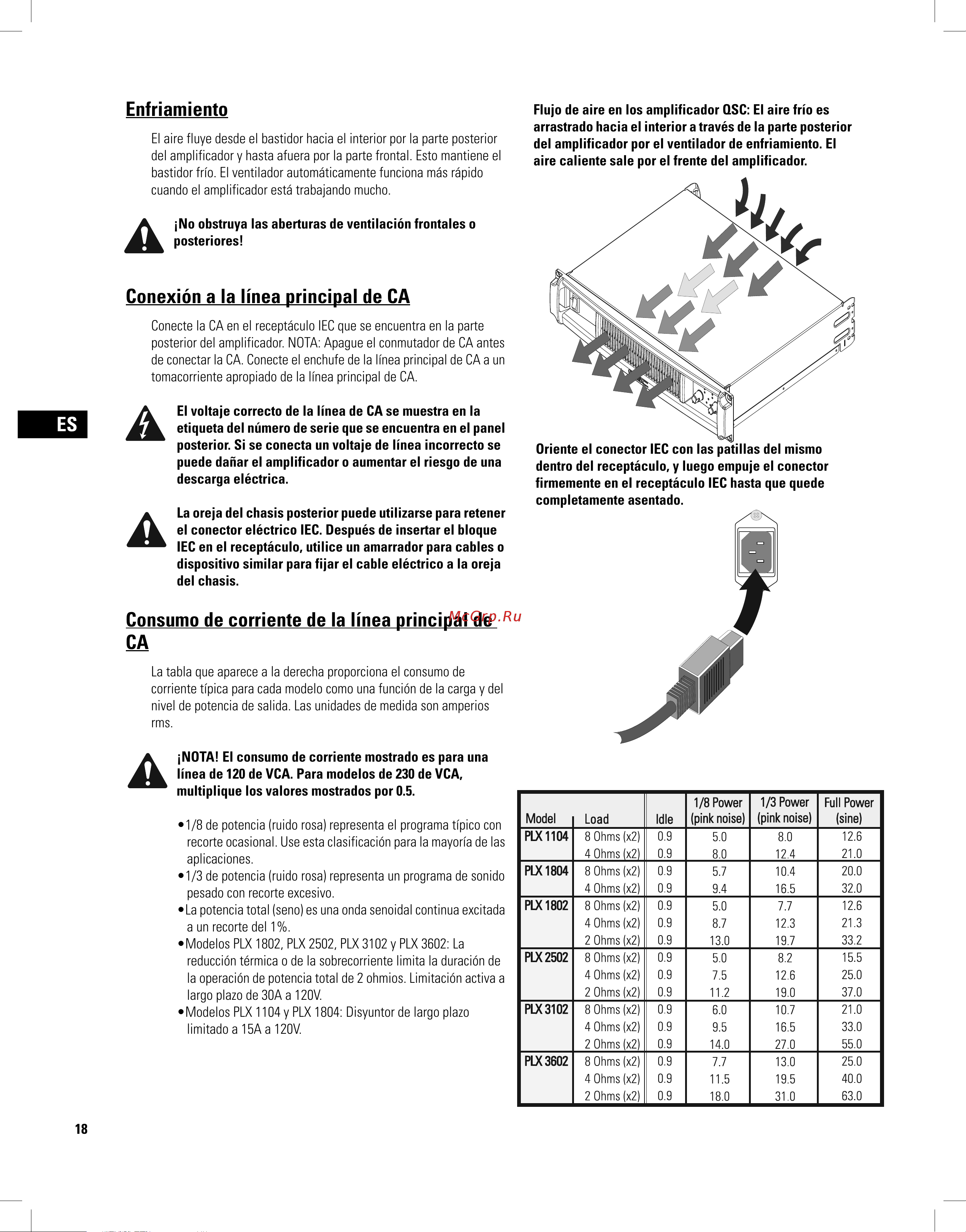 QSC PLX3102 [18/68] Conexión a la línea principal de ca