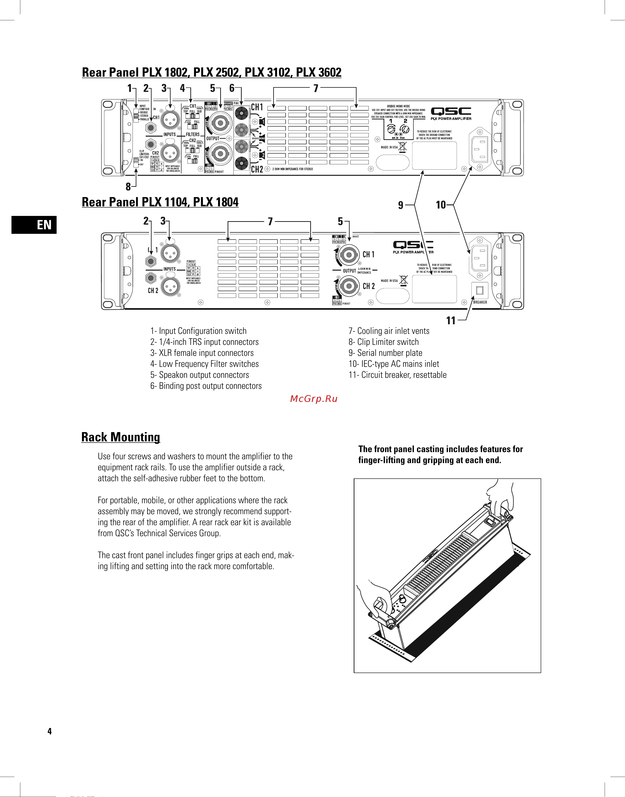 QSC PLX3102 [4/68] Rack mounting