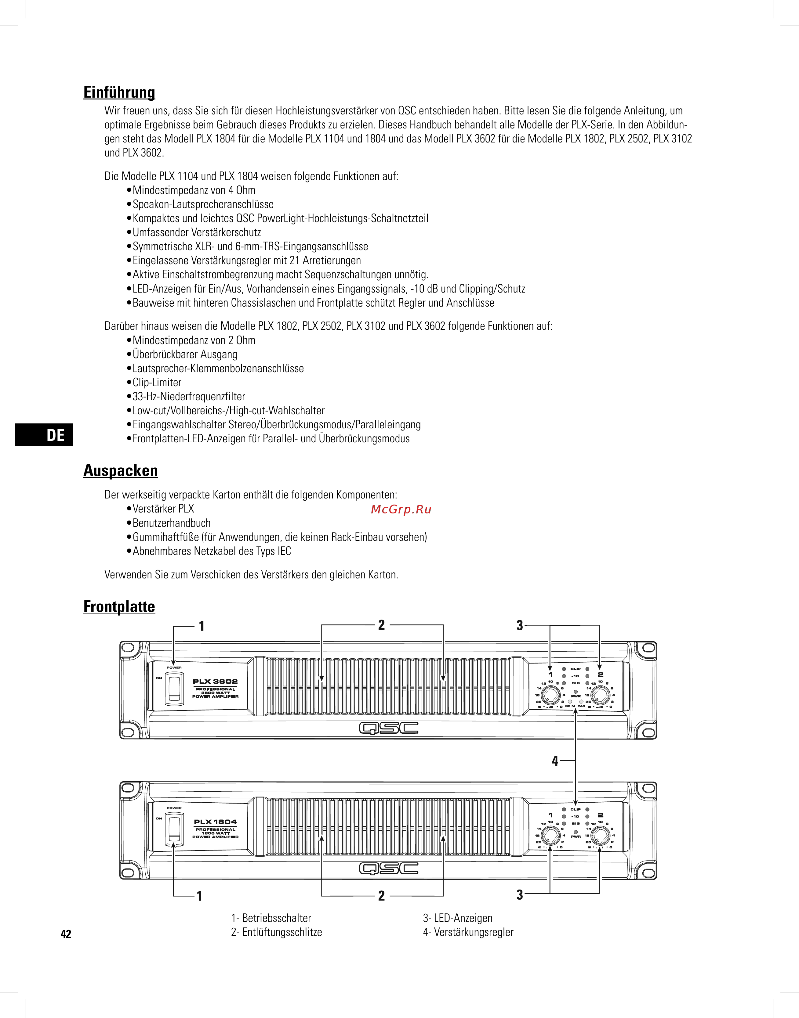 QSC PLX3102 [42/68] Auspacken