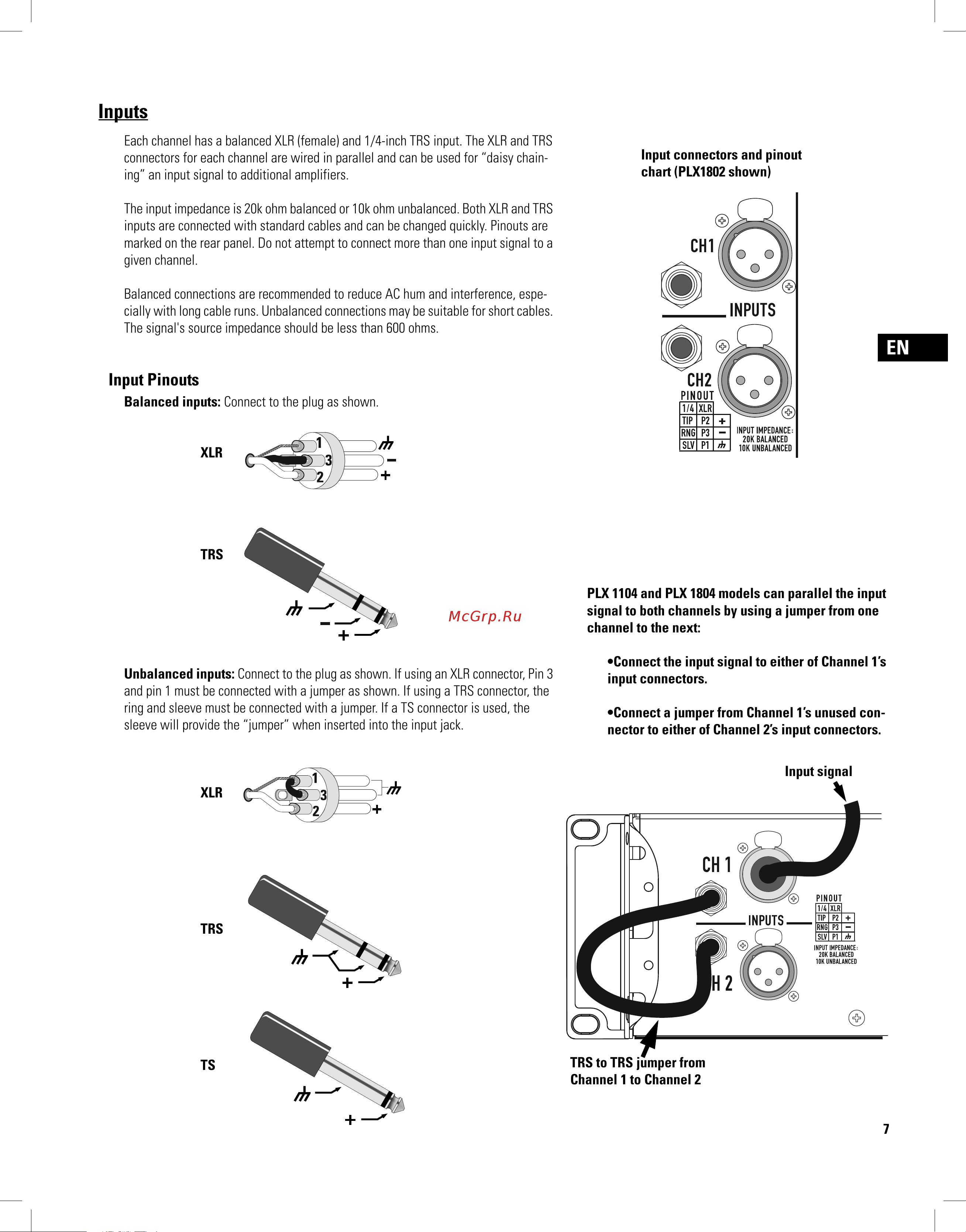 QSC PLX3102 [7/68] Inputs