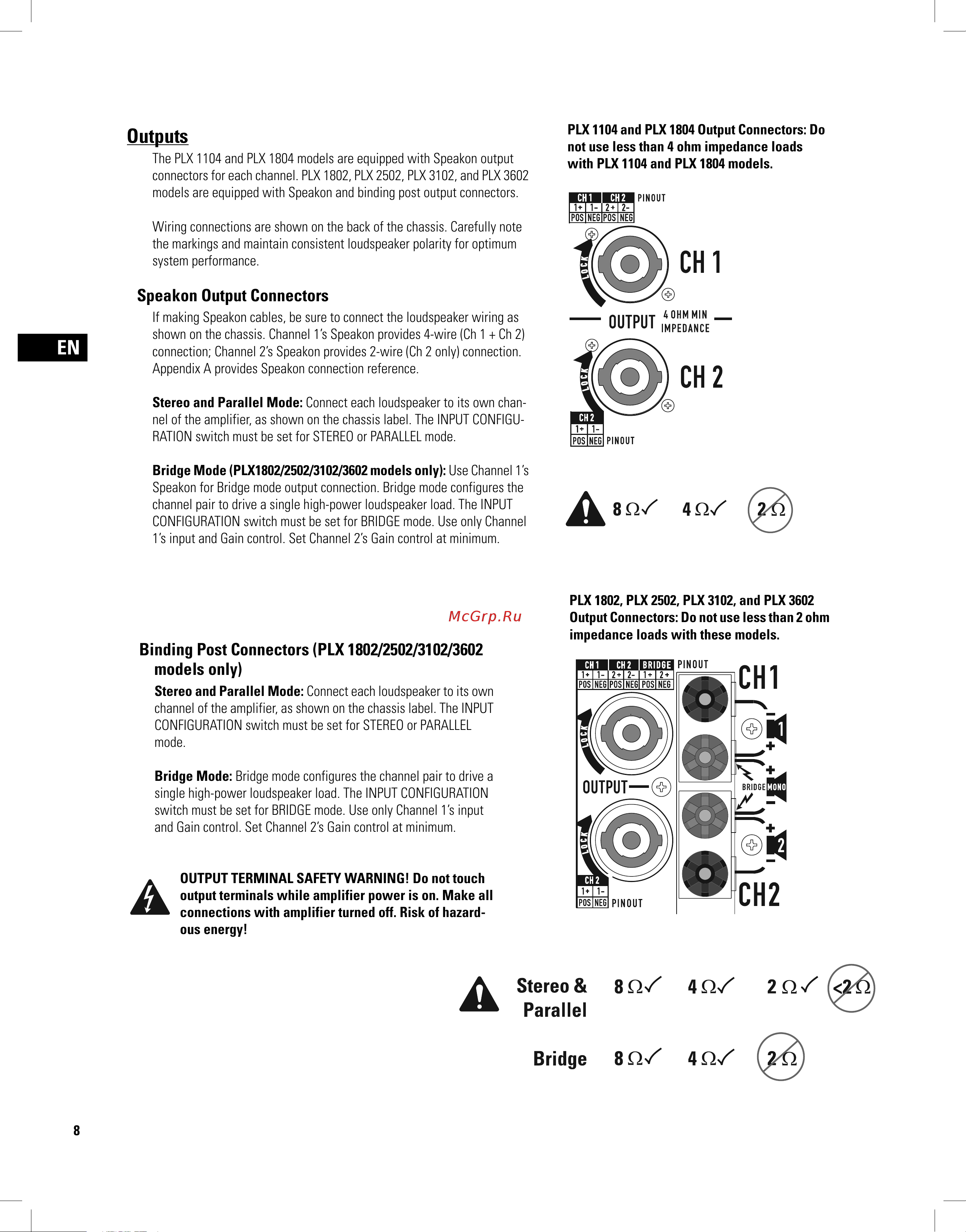 QSC PLX3102 [8/68] Outputs