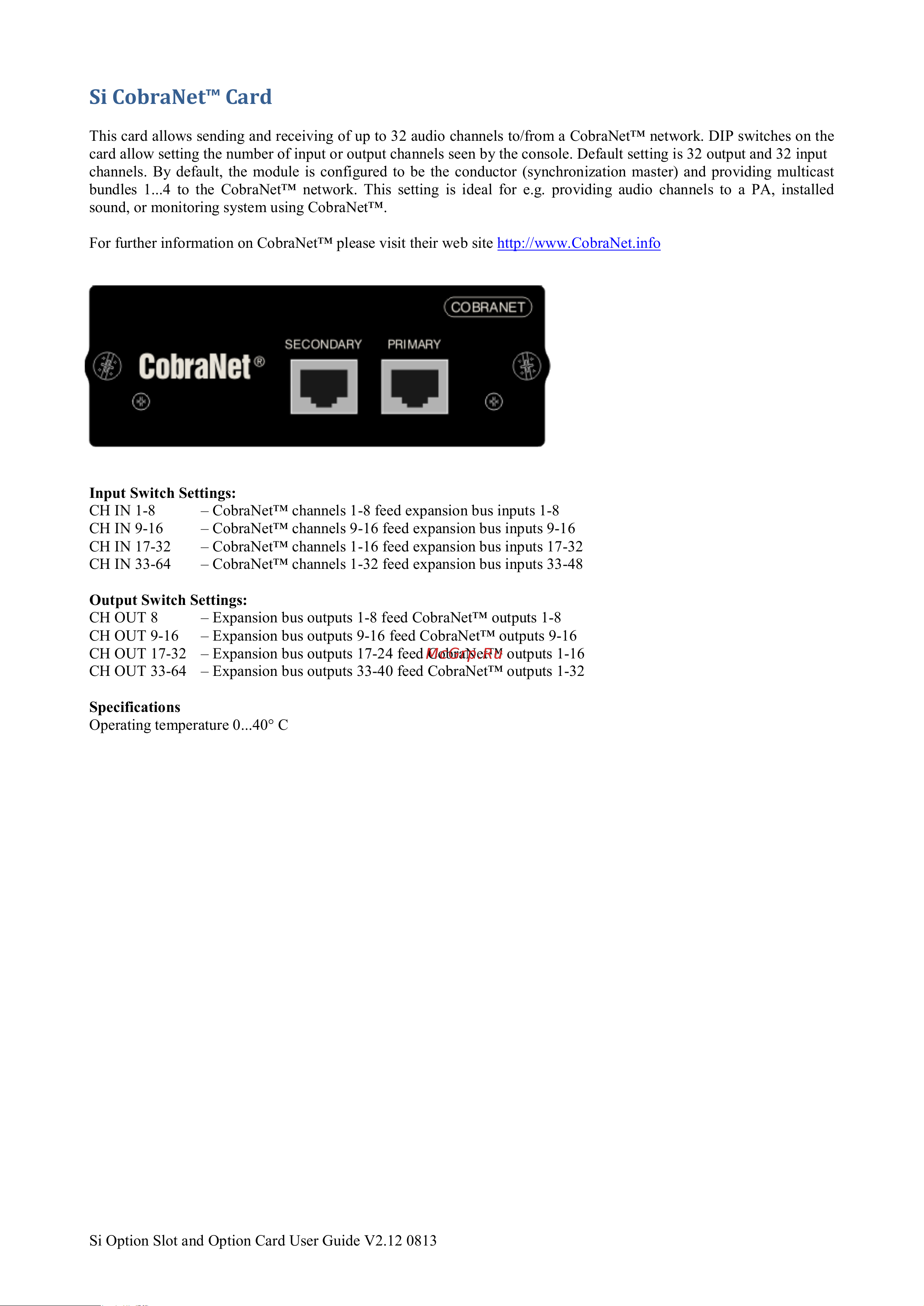Soundcraft SiO-DANTE [10/17] Si cobranet card