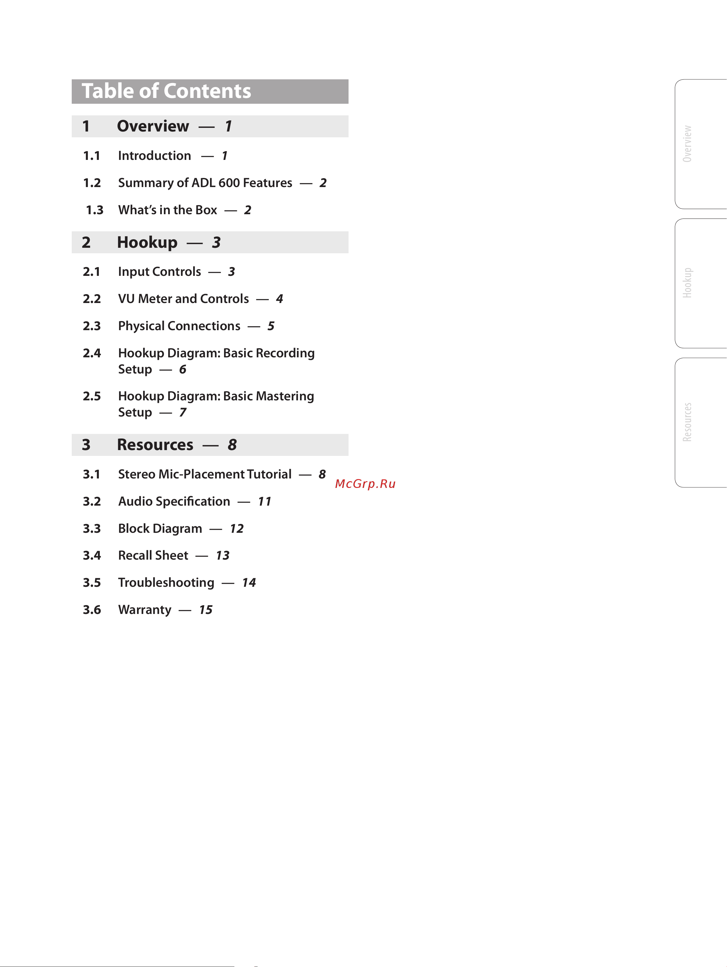 PRESONUS ADL600 [3/22] Table of contents
