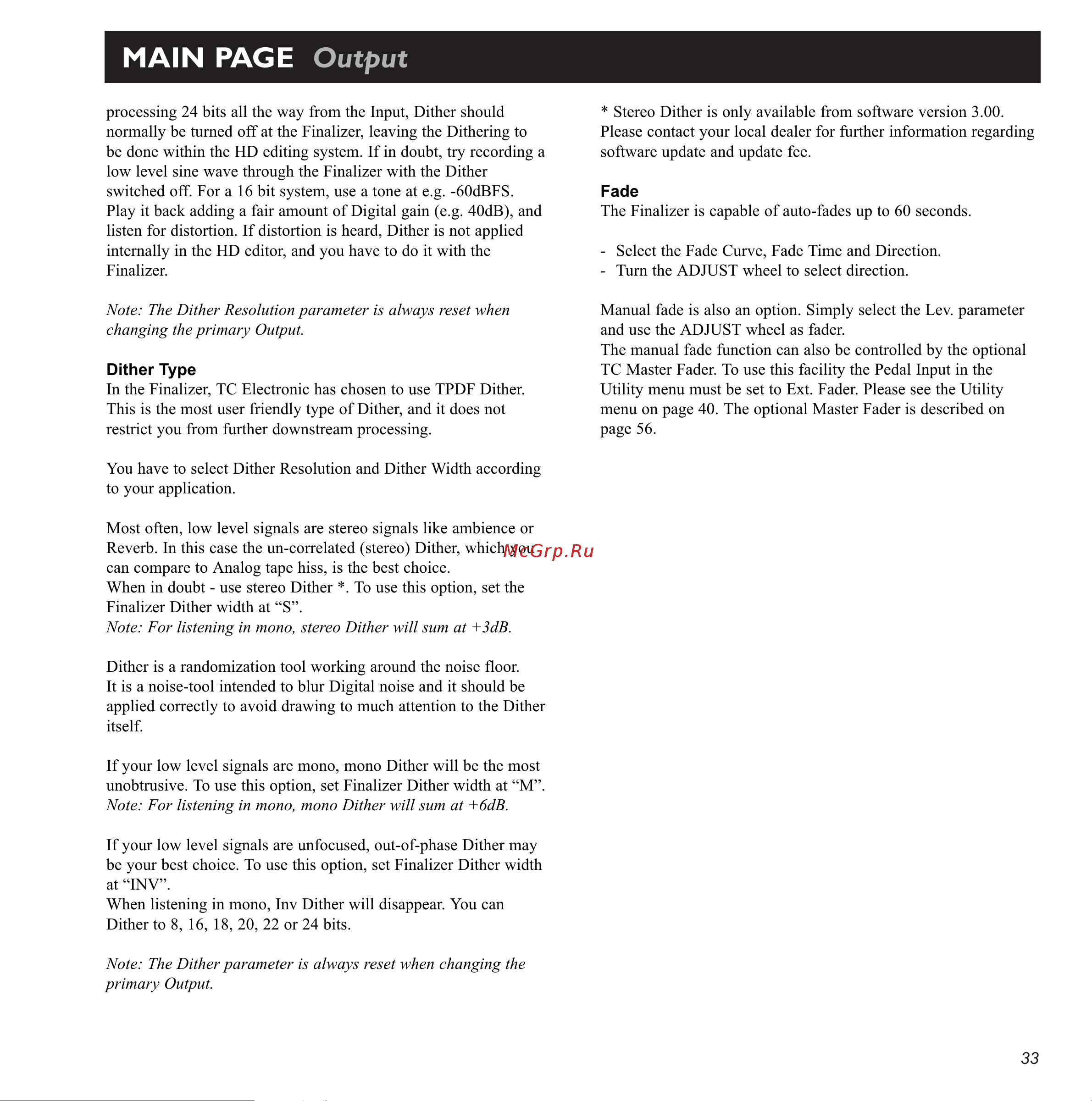 Tc Electronic Finalizer 96K [33/56] Main page output