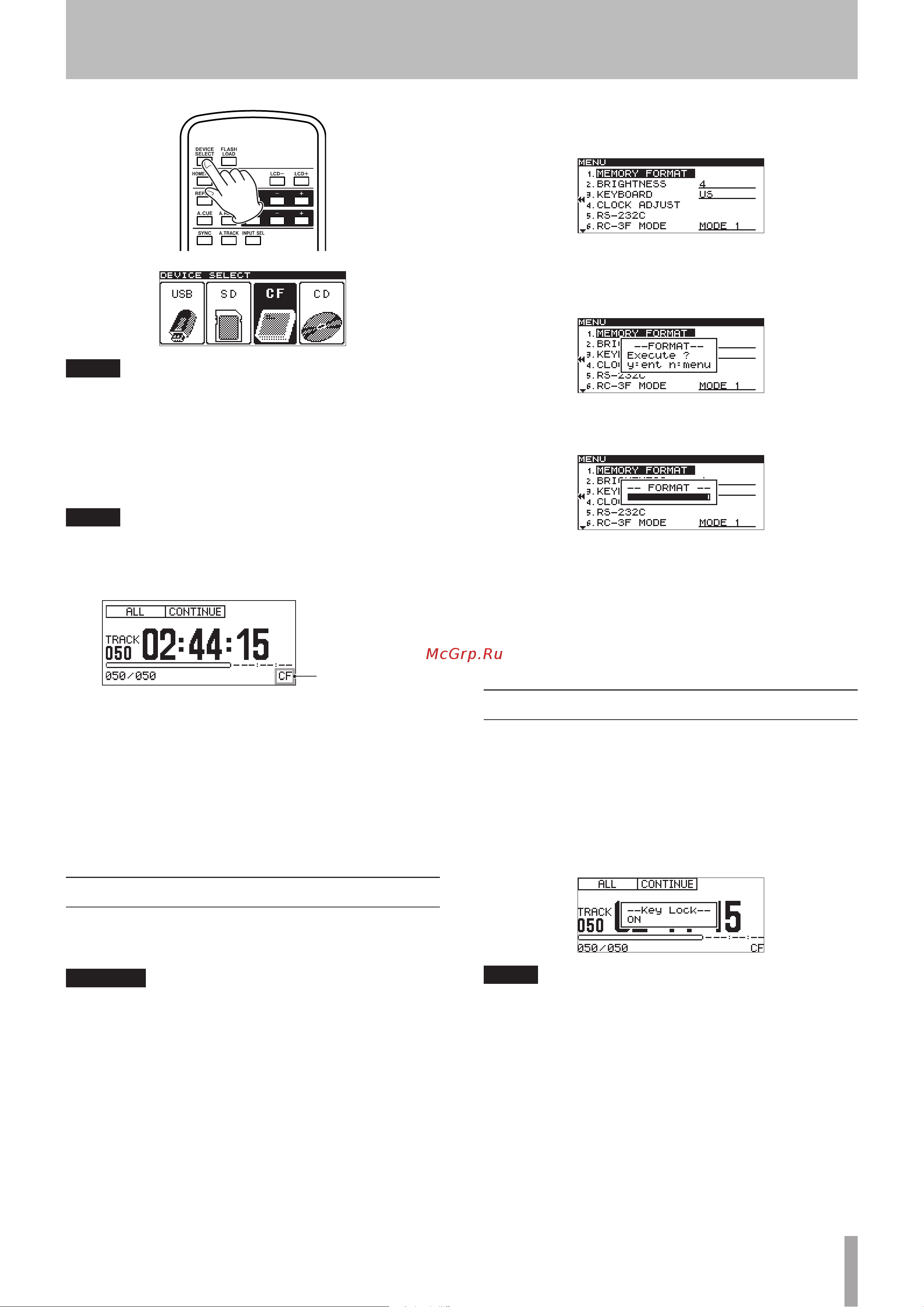 Tascam SS-R200 [27/84] Preparing usb sd cf media for use