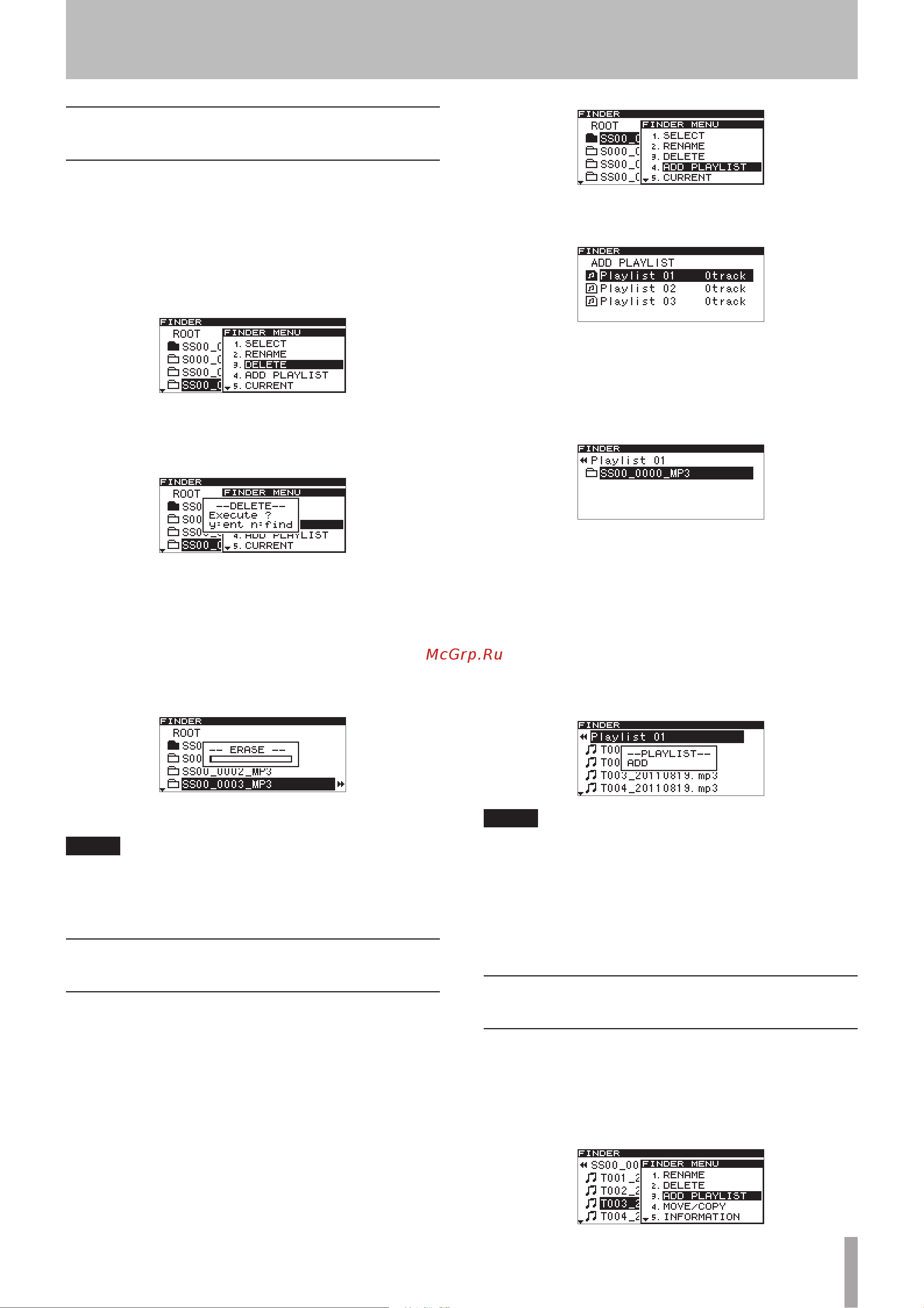Tascam SS-R200 [53/84] File and folder operations finder screen