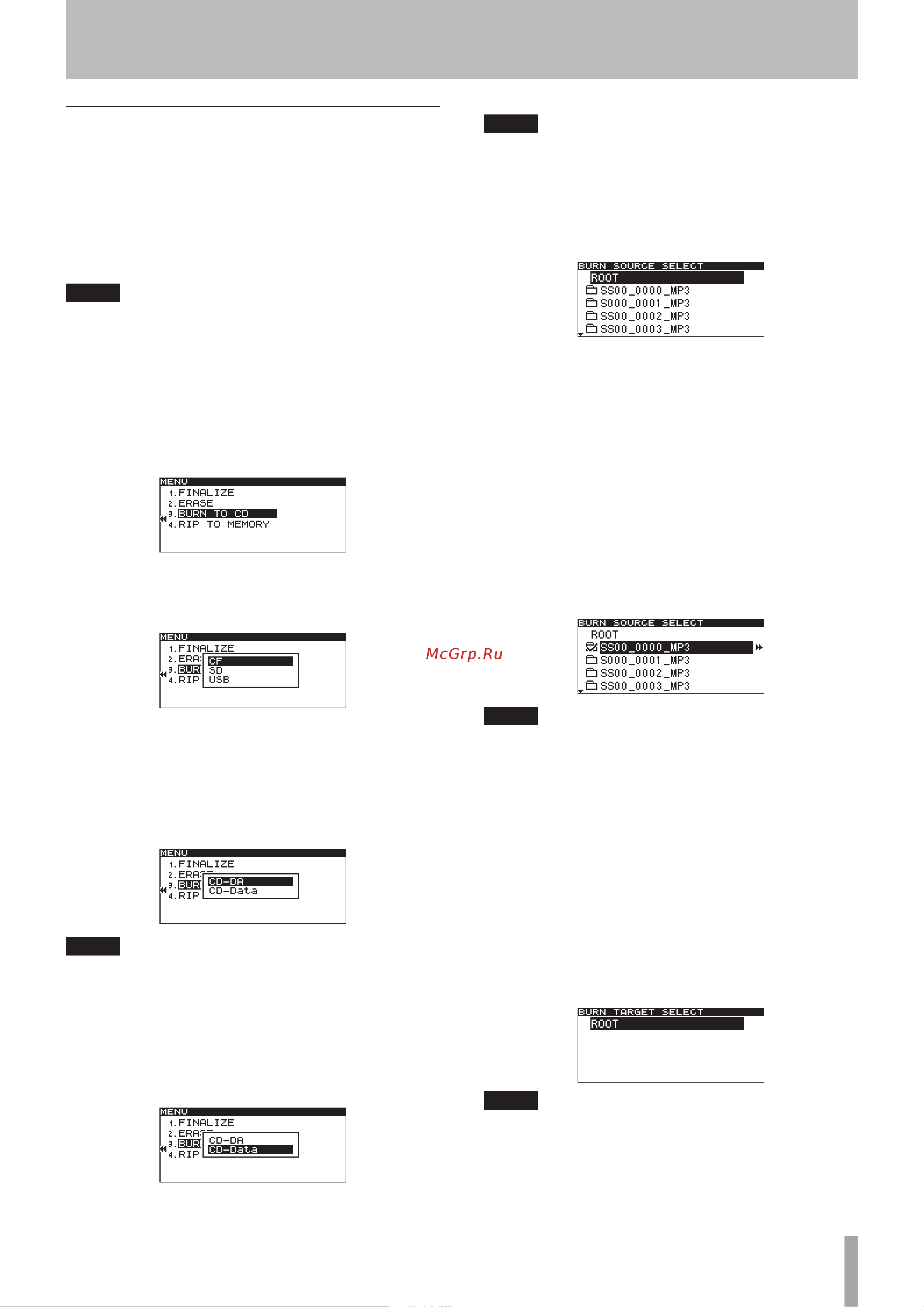 Tascam SS-R200 [65/84] Copying files between cds and other media ss cdr200