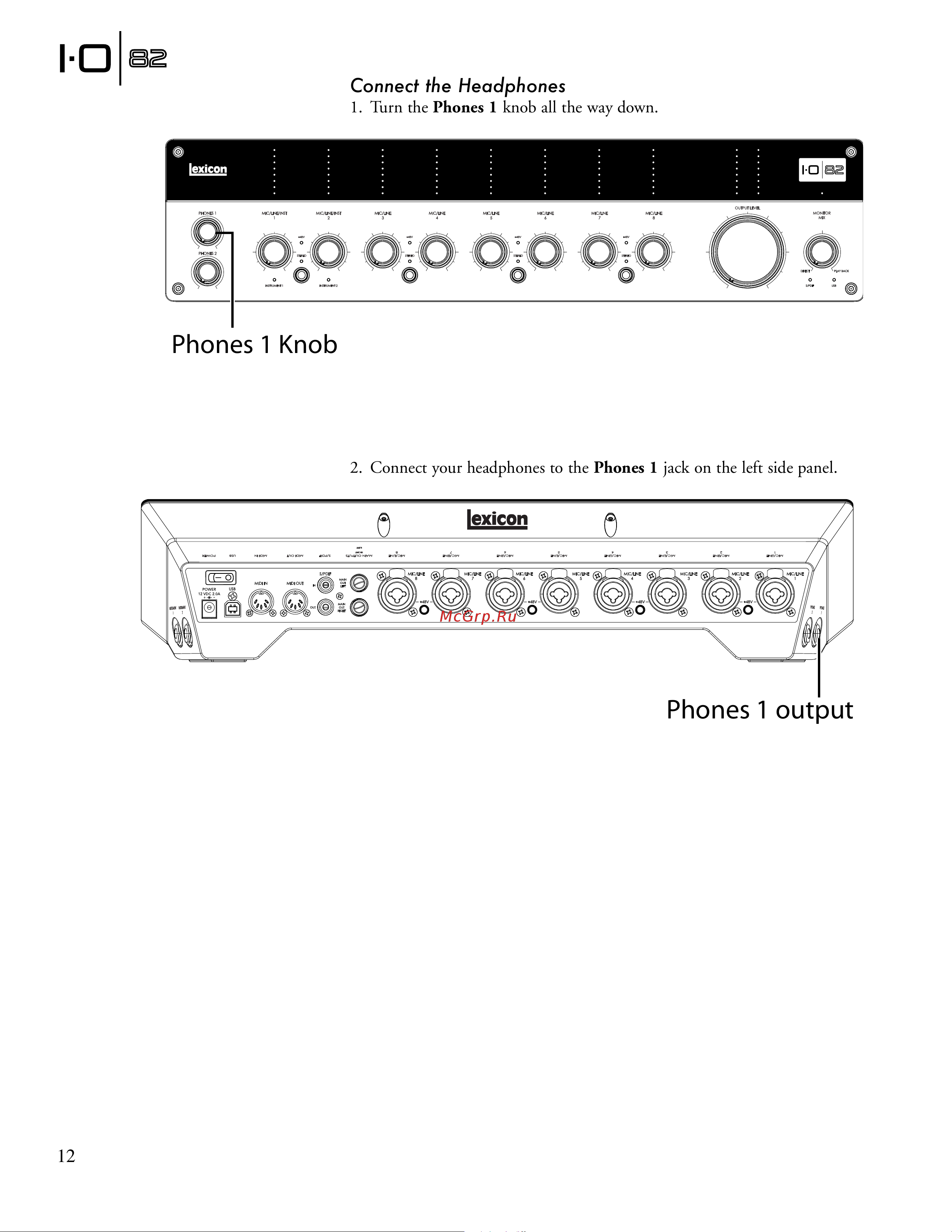 Lexicon IO82 [18/28] Connect the headphones