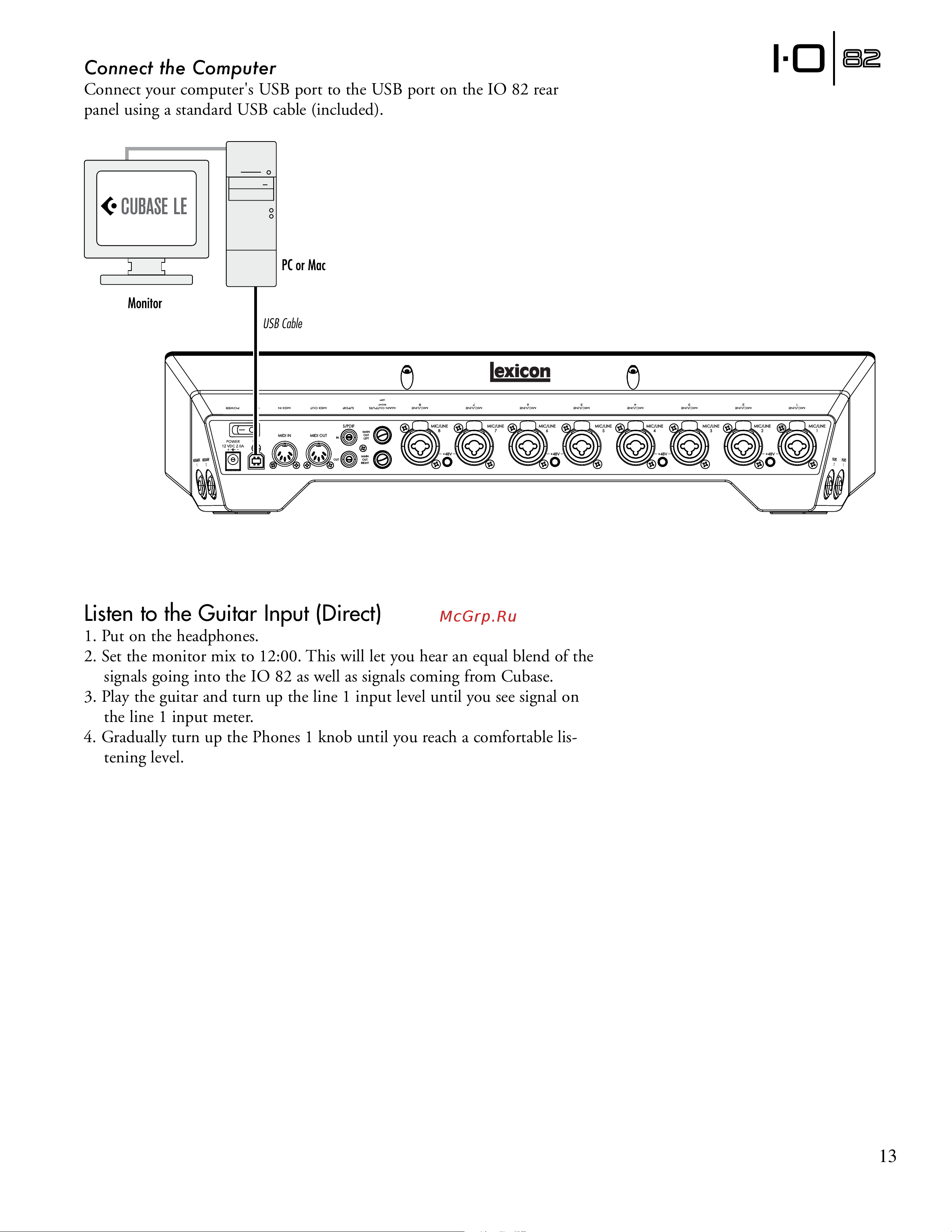 Lexicon IO82 [19/28] Listen to the guitar input direct