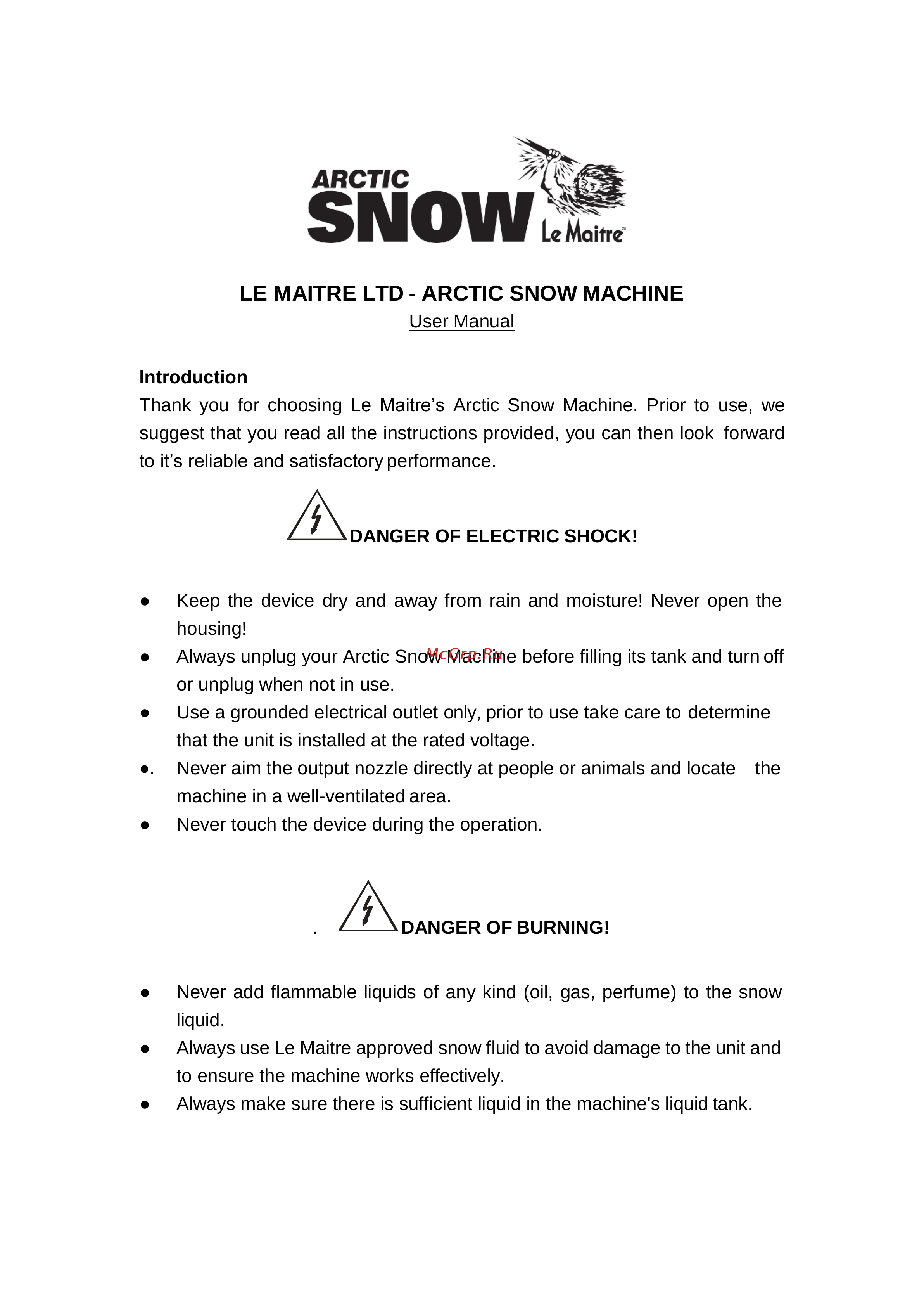 LE MAITRE Arctic Snow Machine [2/8] Le maitre ltd arctic snow machine