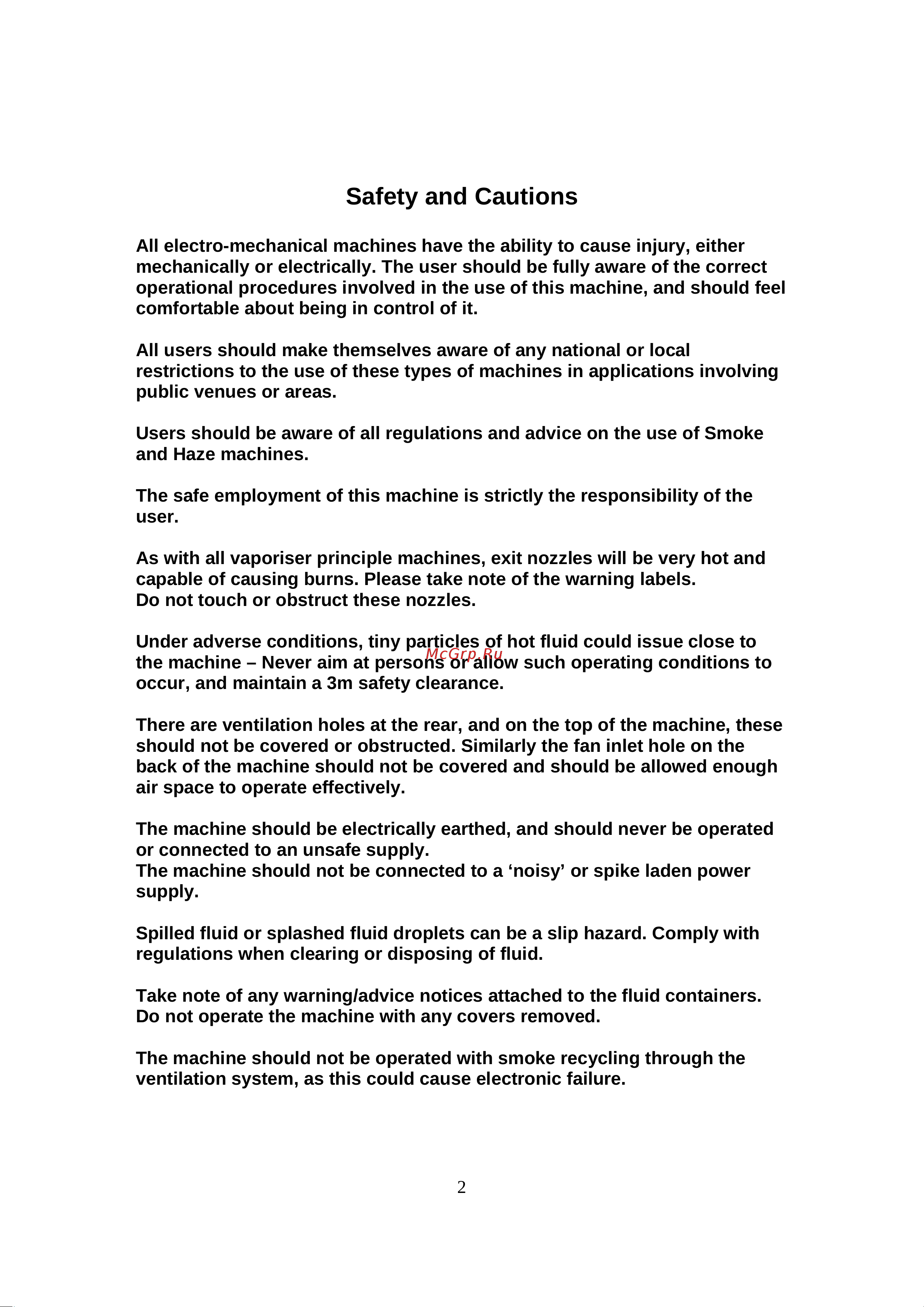 LE MAITRE G-Force 2 DMX [2/7] Safety and cautions