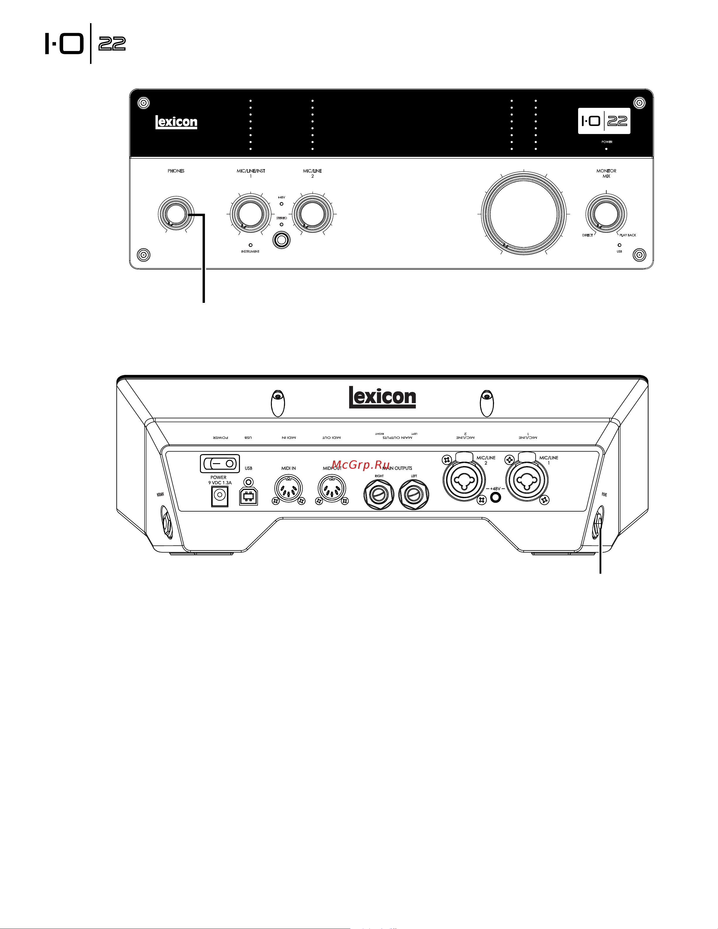 Lexicon IO22 [18/28] Connect the headphones