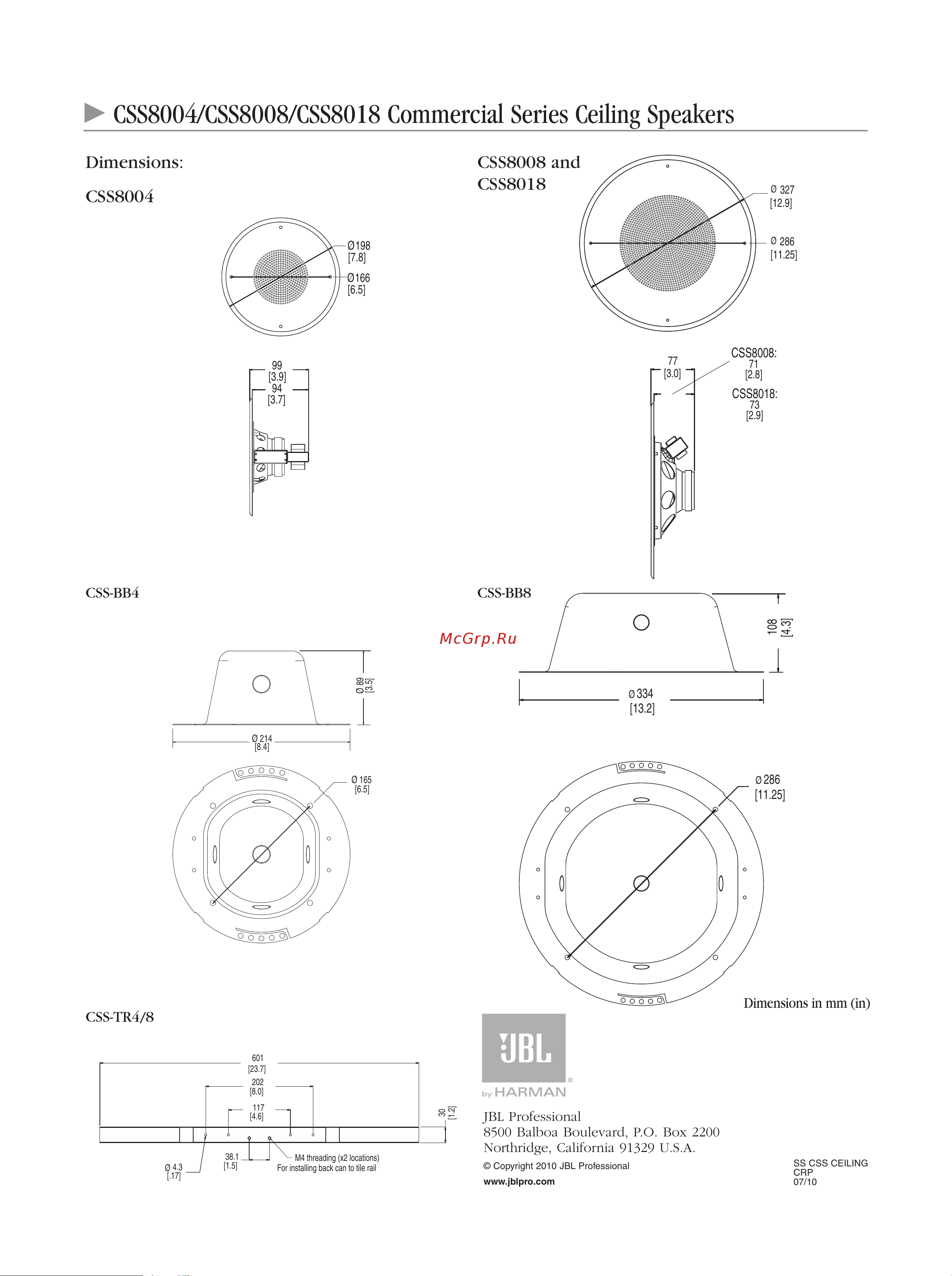 JBL CSS8004 [4/4] Ss css ceiling crp 07 10