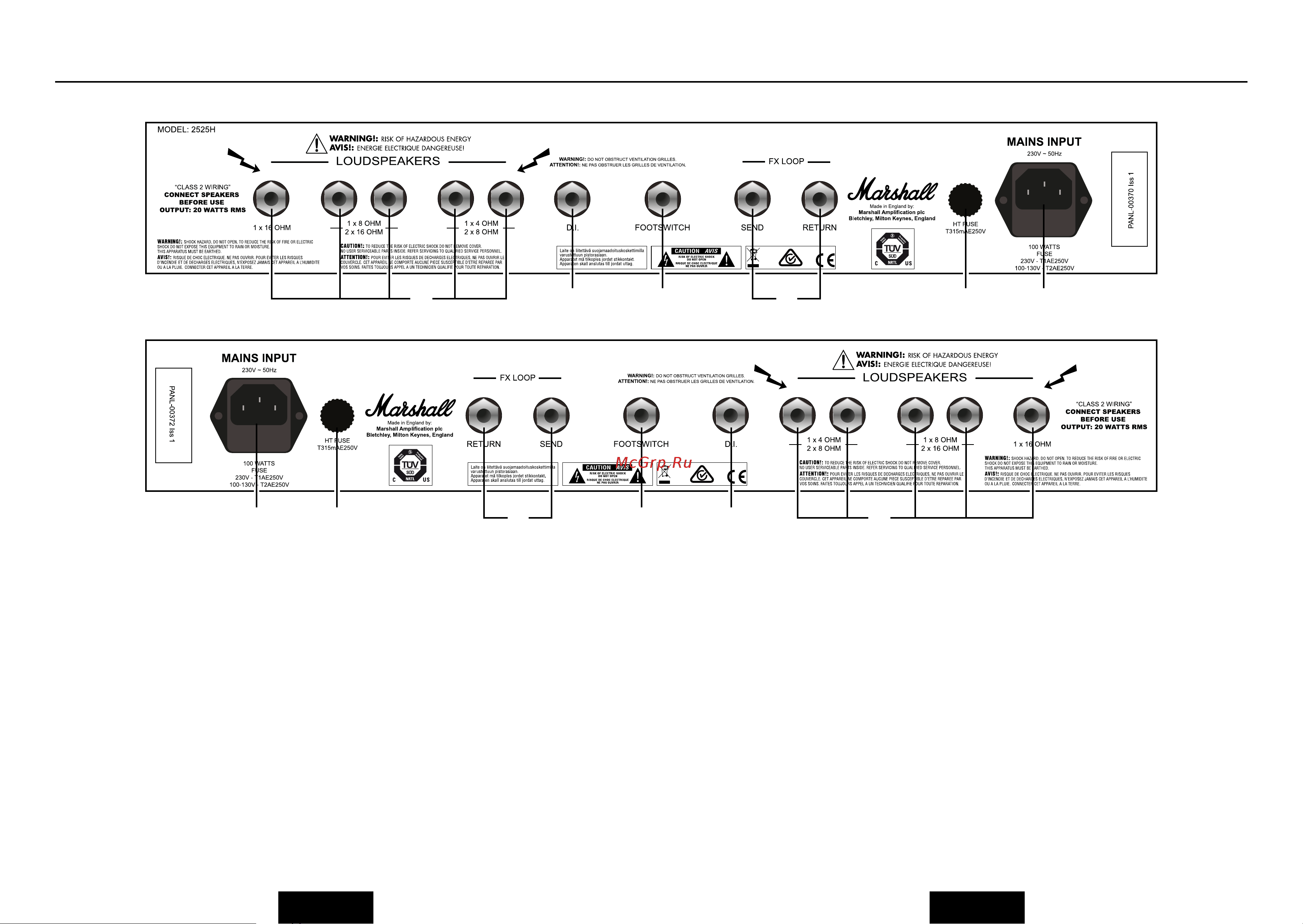 Marshall 2525C MINI JUBILEE [17/27] Funciones del panel trasero