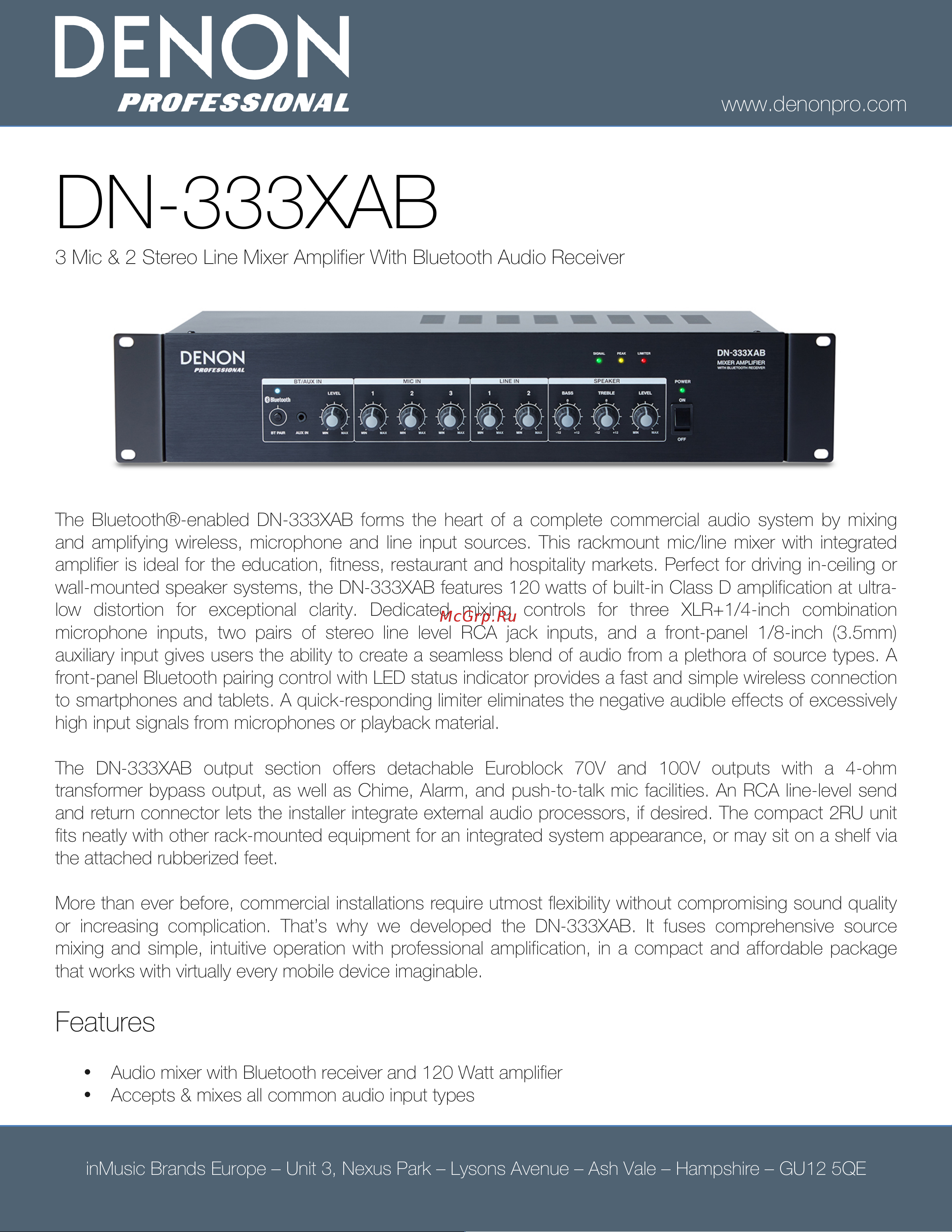 Denon DN-333XAB Руководство по эксплуатации онлайн