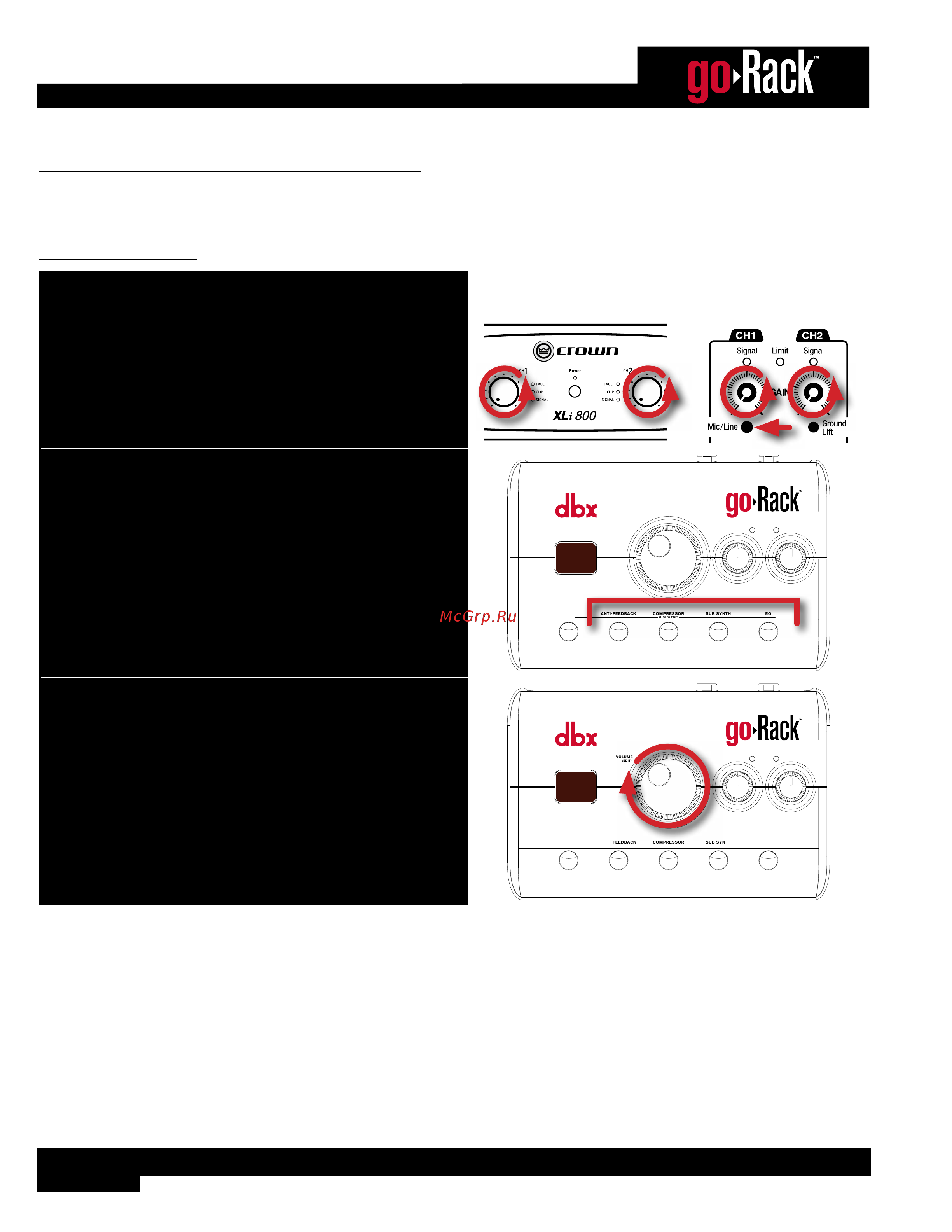 DBX goRack [10/31] Setting initial system levels