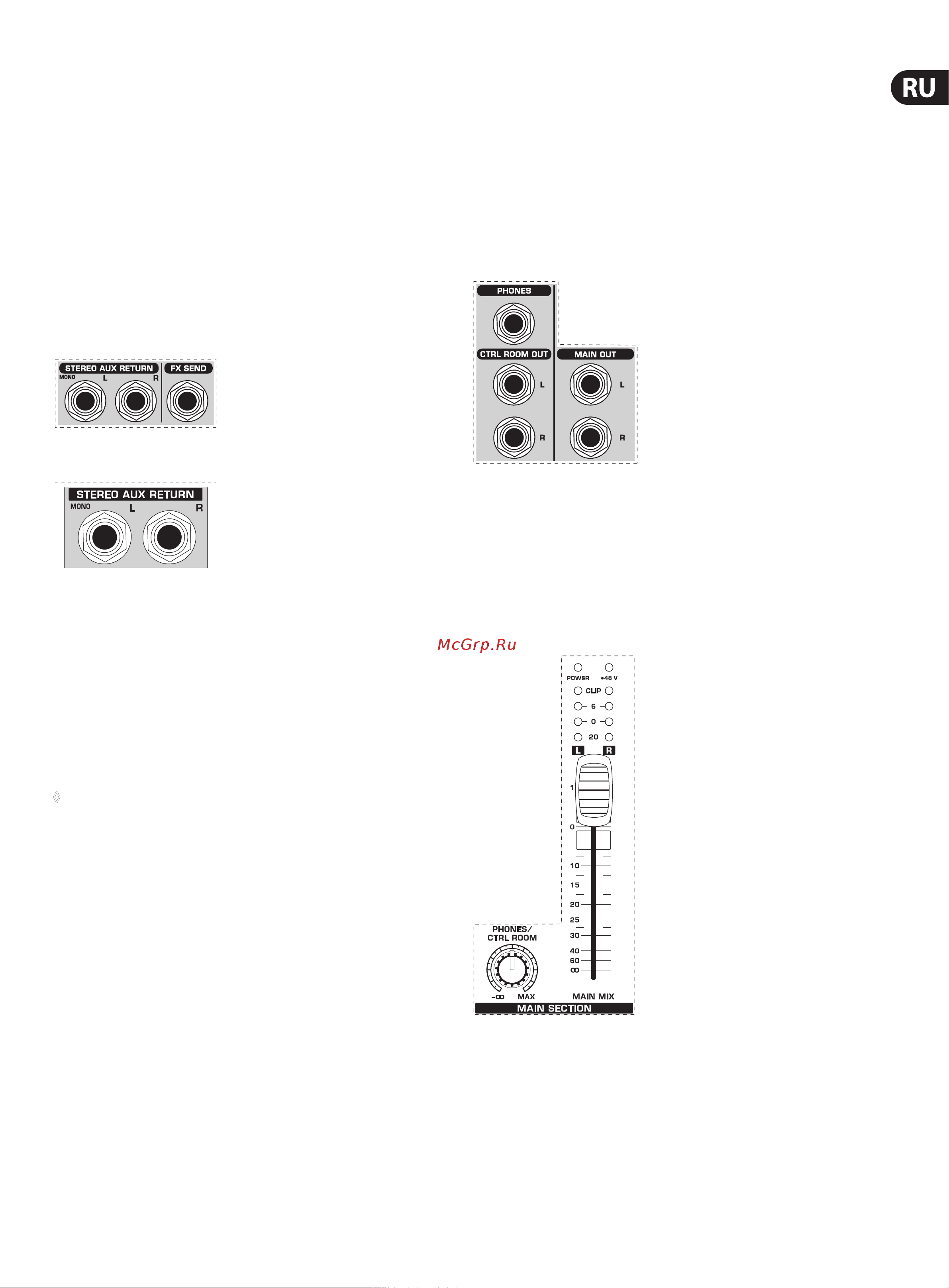 Behringer 1202 [7/12] Зона подключения и main секция
