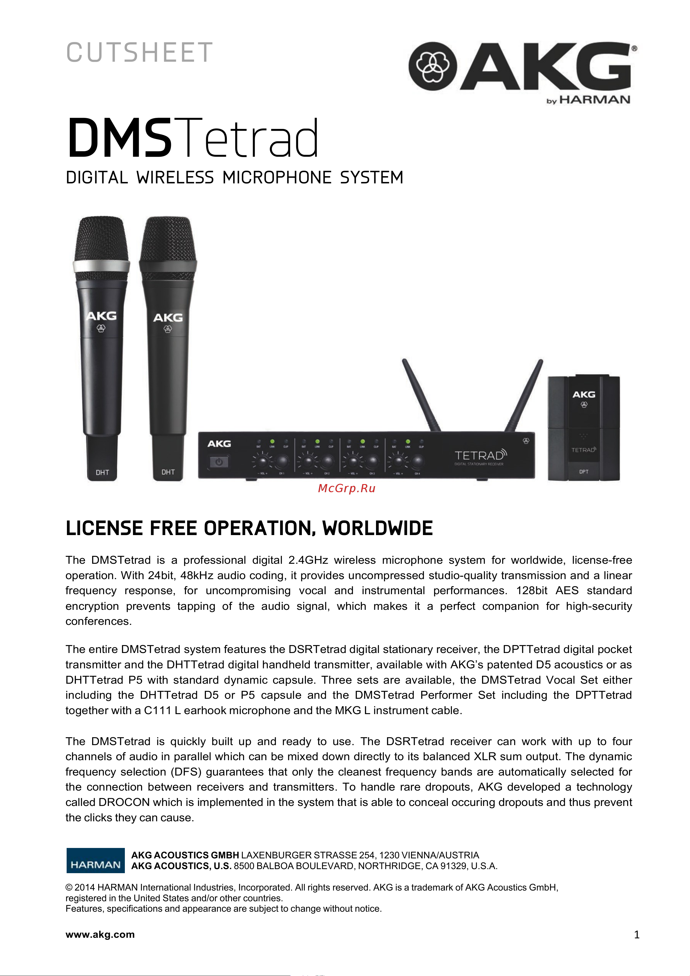 AKG DPT Tetrad Руководство по эксплуатации онлайн