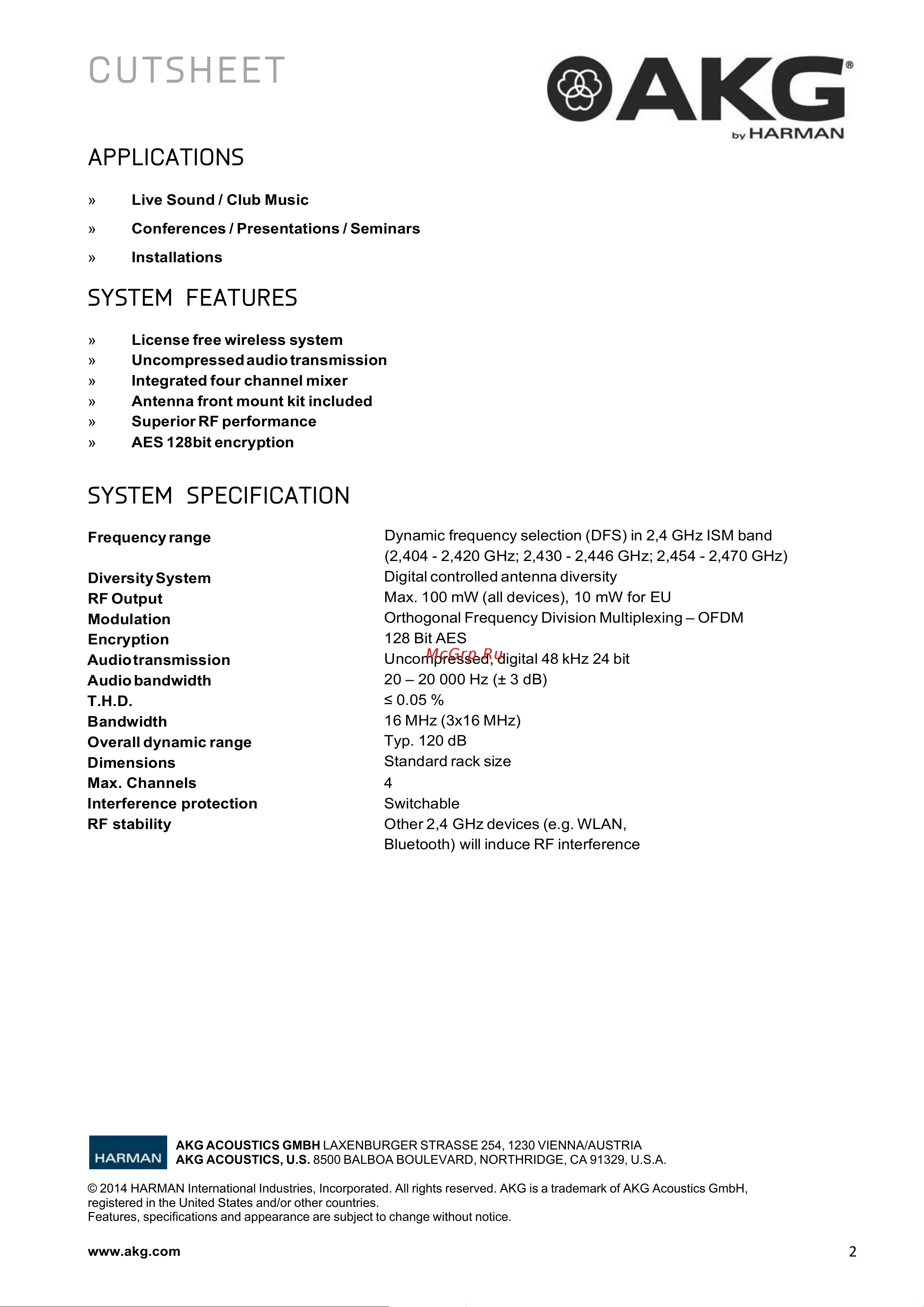 AKG DHT Tetrad P5 [2/8] Cutsheet