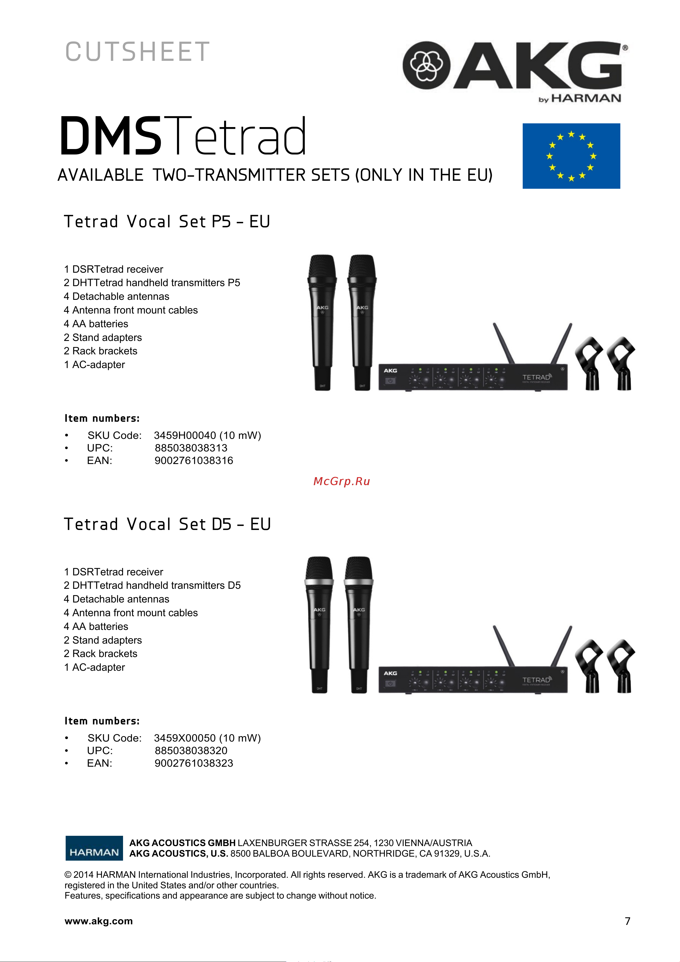 AKG DHT Tetrad P5 [7/8] Sku code 3459h00040 10 mw upc 885038038313 ean 9002761038316