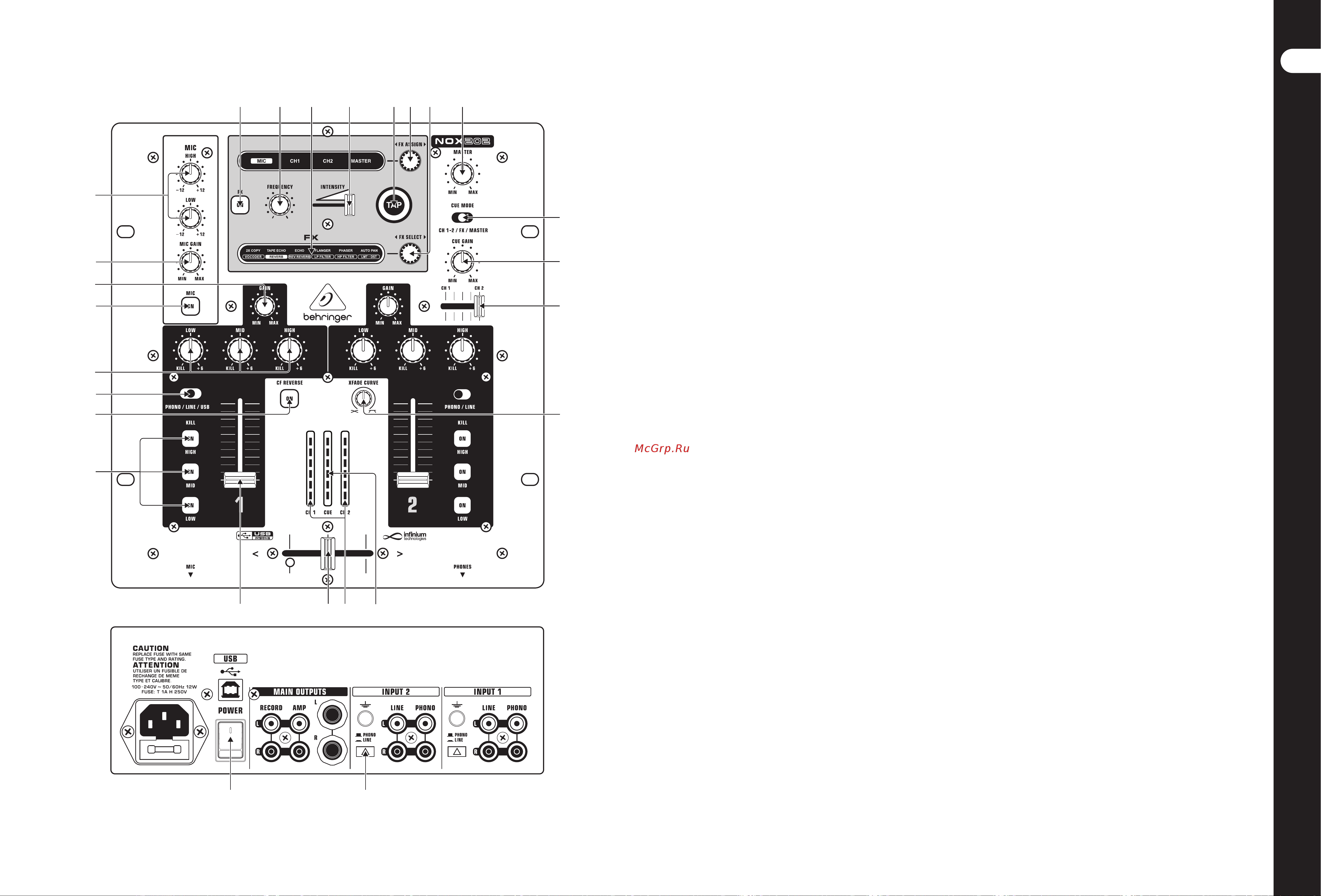 Behringer PRO MIXER NOX303 [7/13] Элементы управления pro mixer nox1010 nox606 nox404 nox303 nox 202