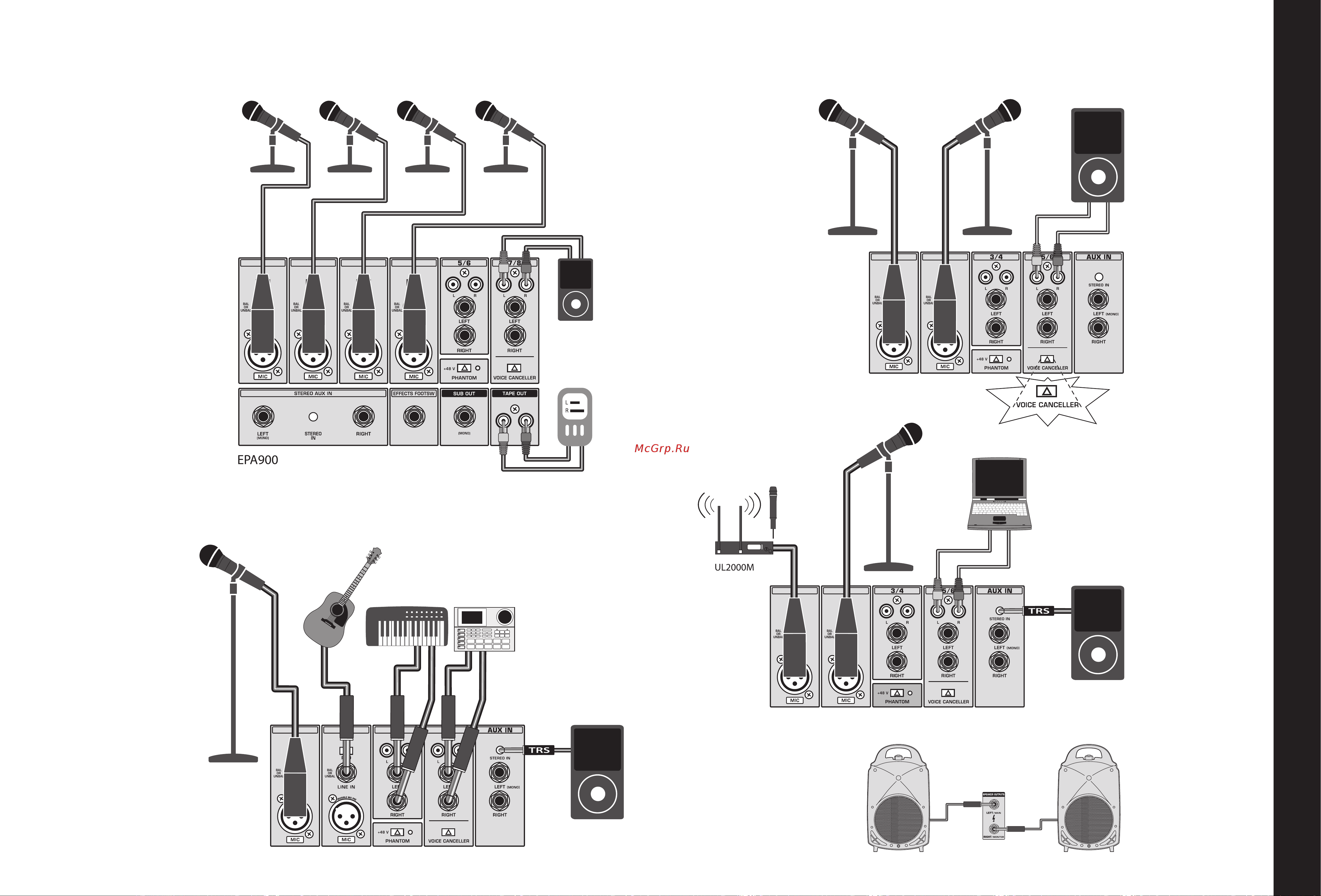 Behringer EUROPORT EPA300 [8/14] Схемы подключения europort epa900 epa300