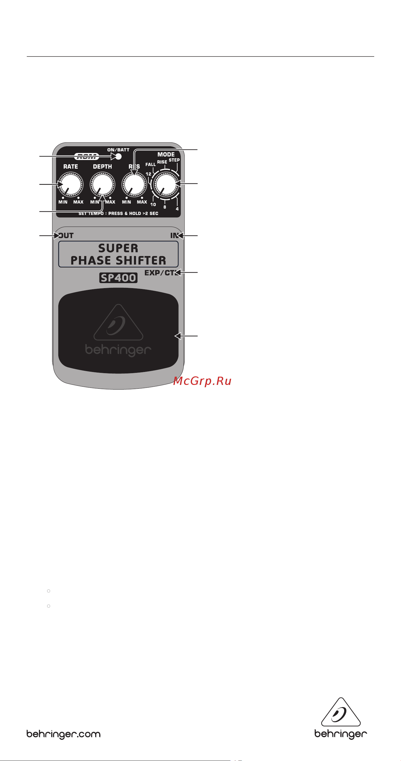 Behringer SP400 Руководство по эксплуатации онлайн