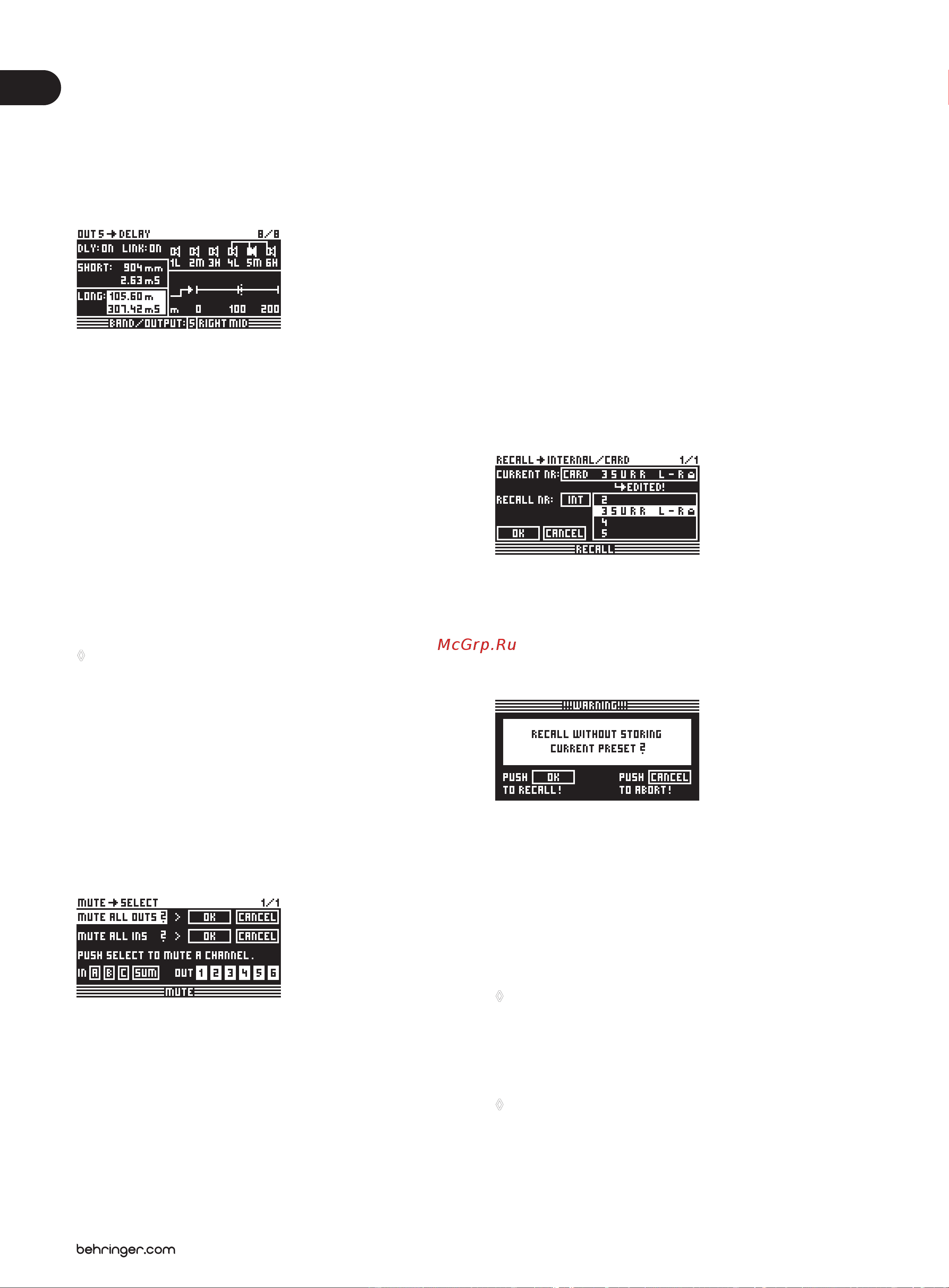 Behringer ULTRA-DRIVE PRO DCX 2496 [16/36] Меню mute мьютирование