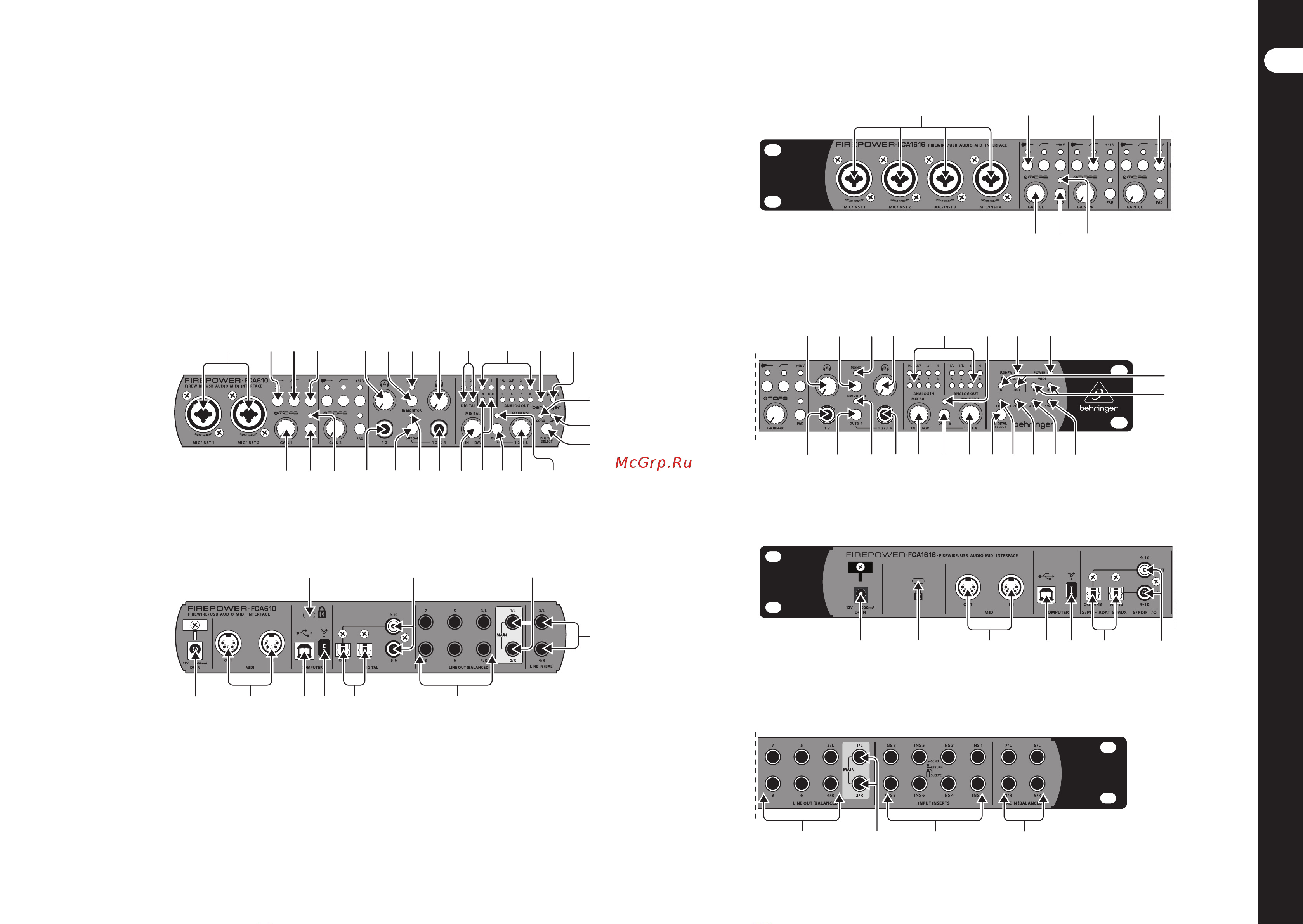 Behringer FIREPOWER FCA610 [5/11] Элементы управления firepower fca1616 fca610
