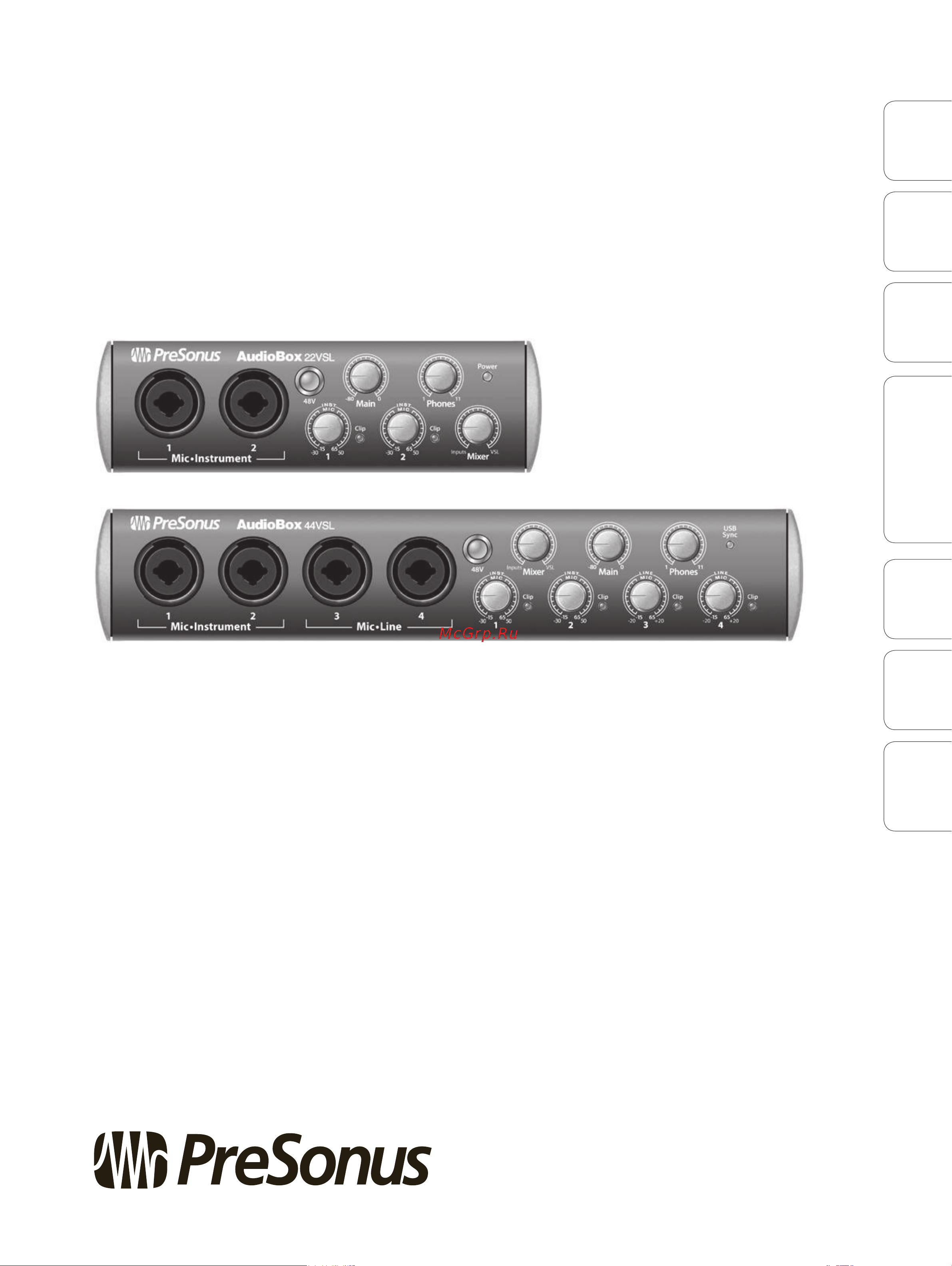PRESONUS AUDIOBOX 22VSL Руководство по эксплуатации онлайн