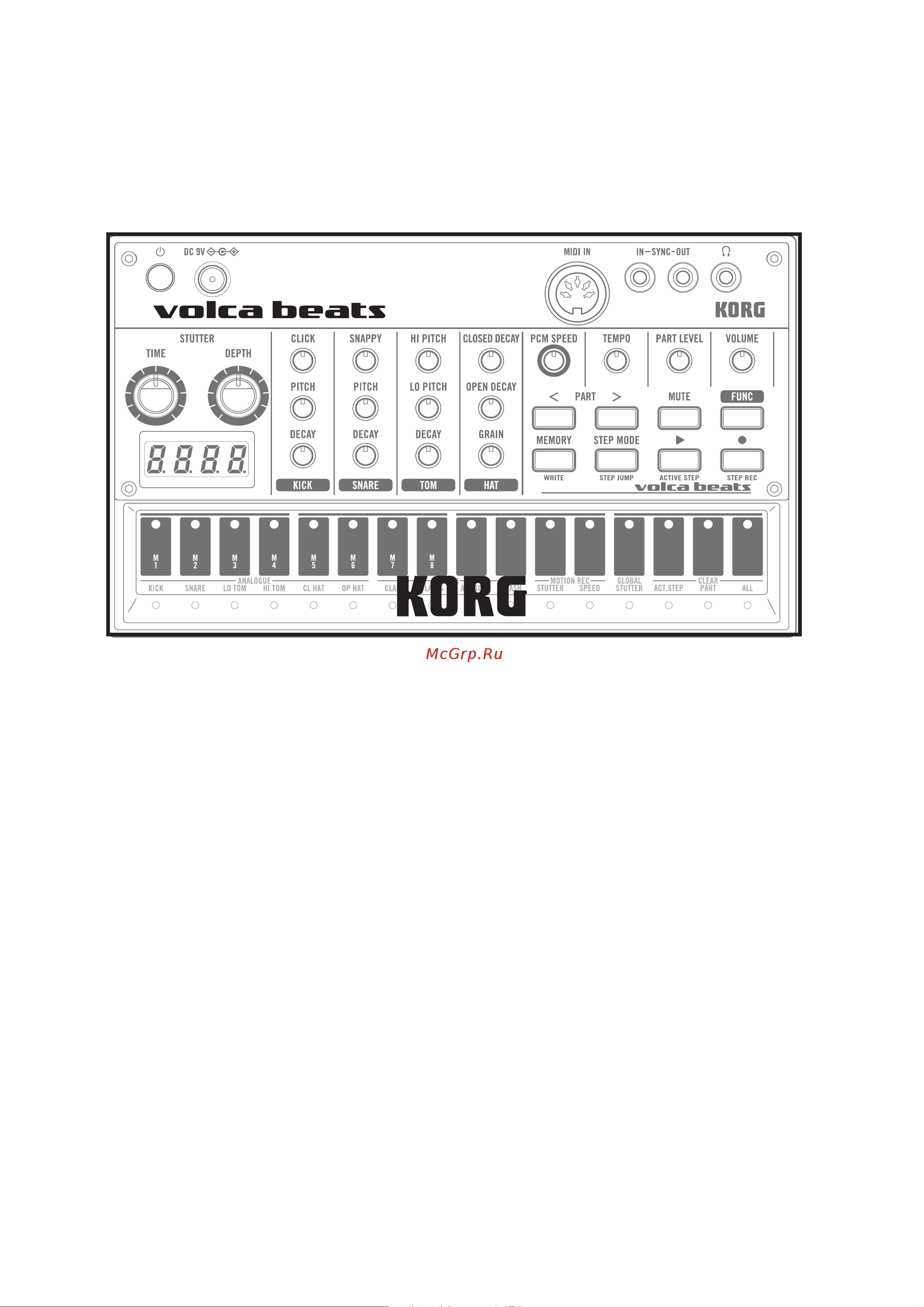 Korg VOLCA BEATS Руководство по эксплуатации онлайн