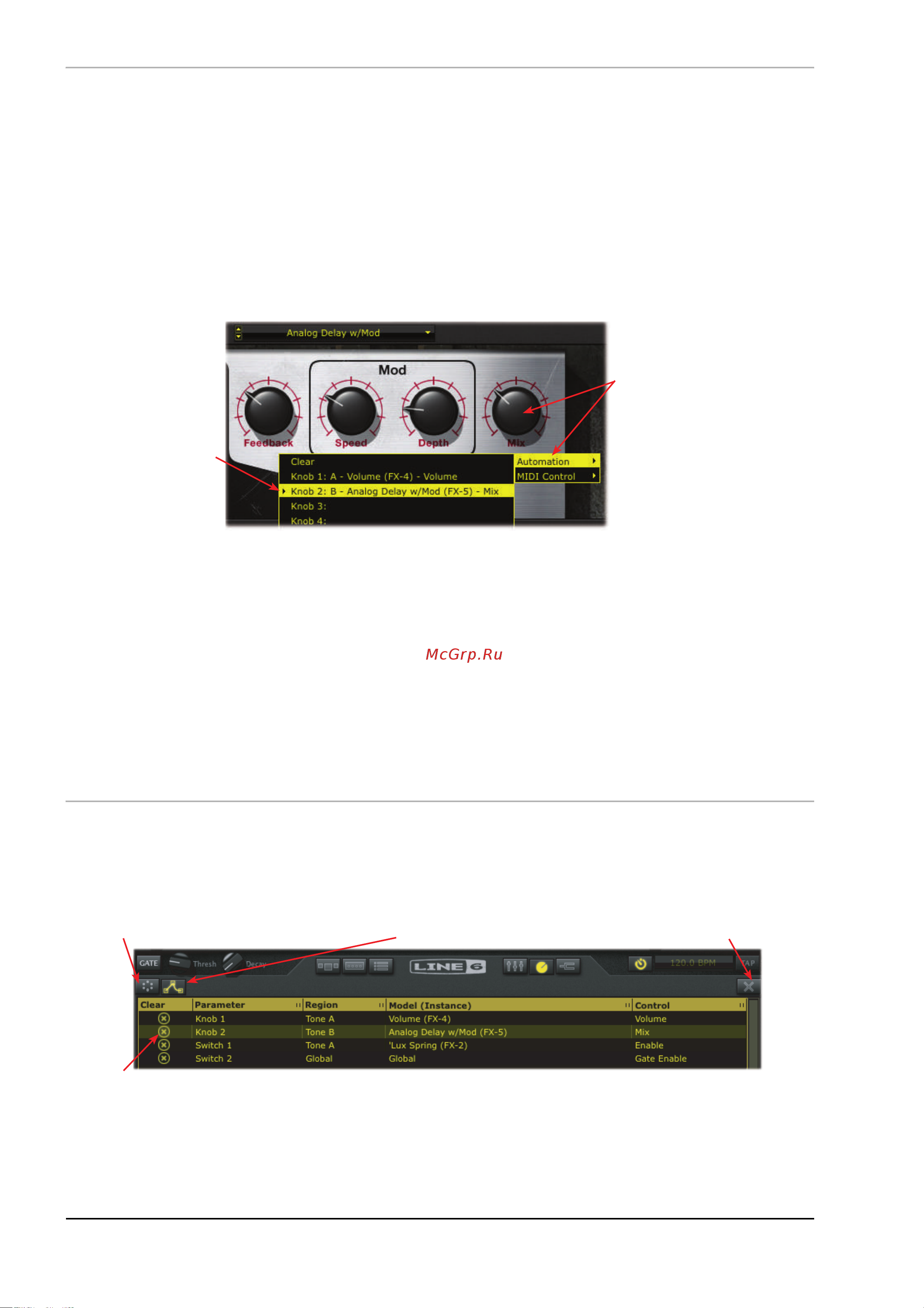 LINE 6 TONEPORT GX Mk2 [54/71] Назначение параметров на слоты автоматизации