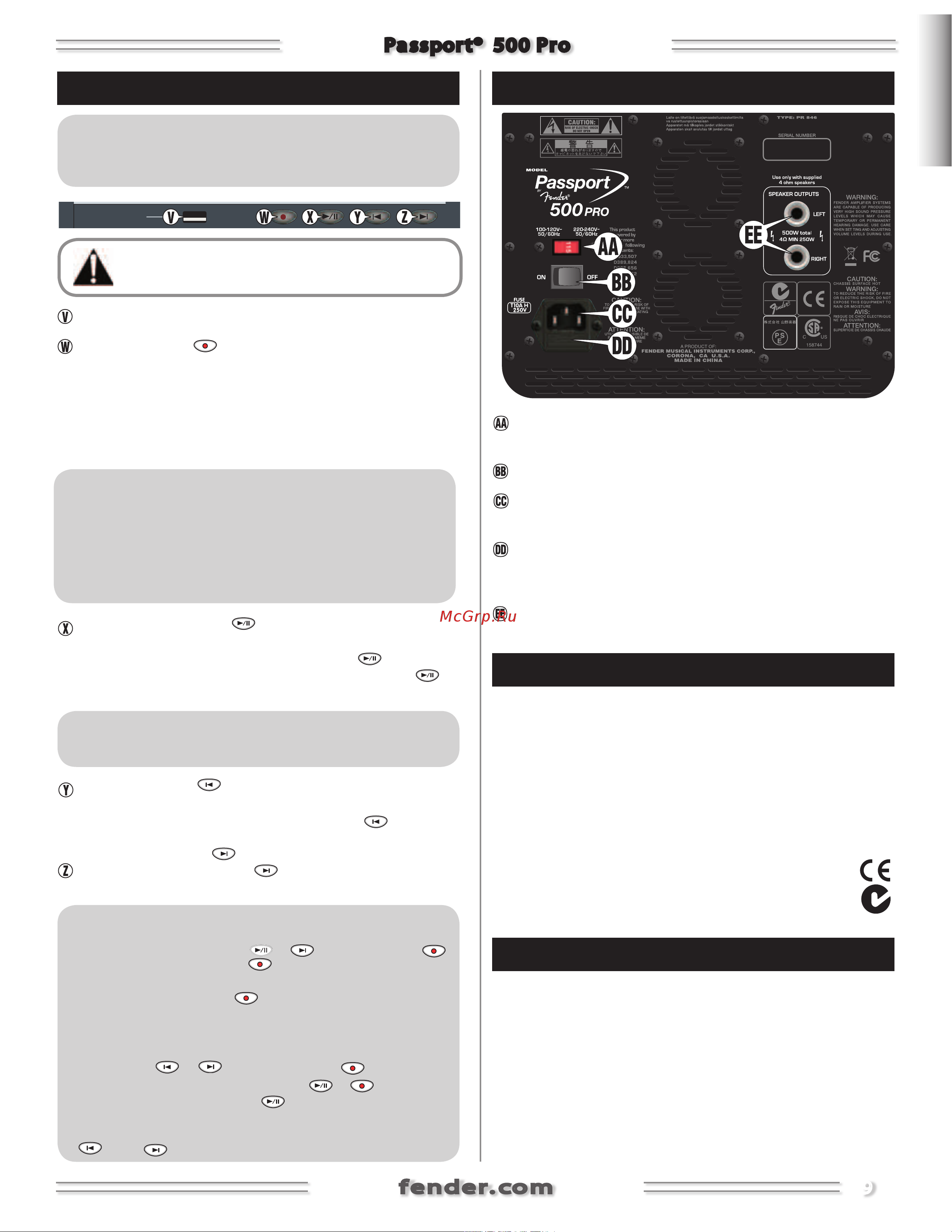 Fender PASSPORT 500 PRO [6/9] Тыльная панель