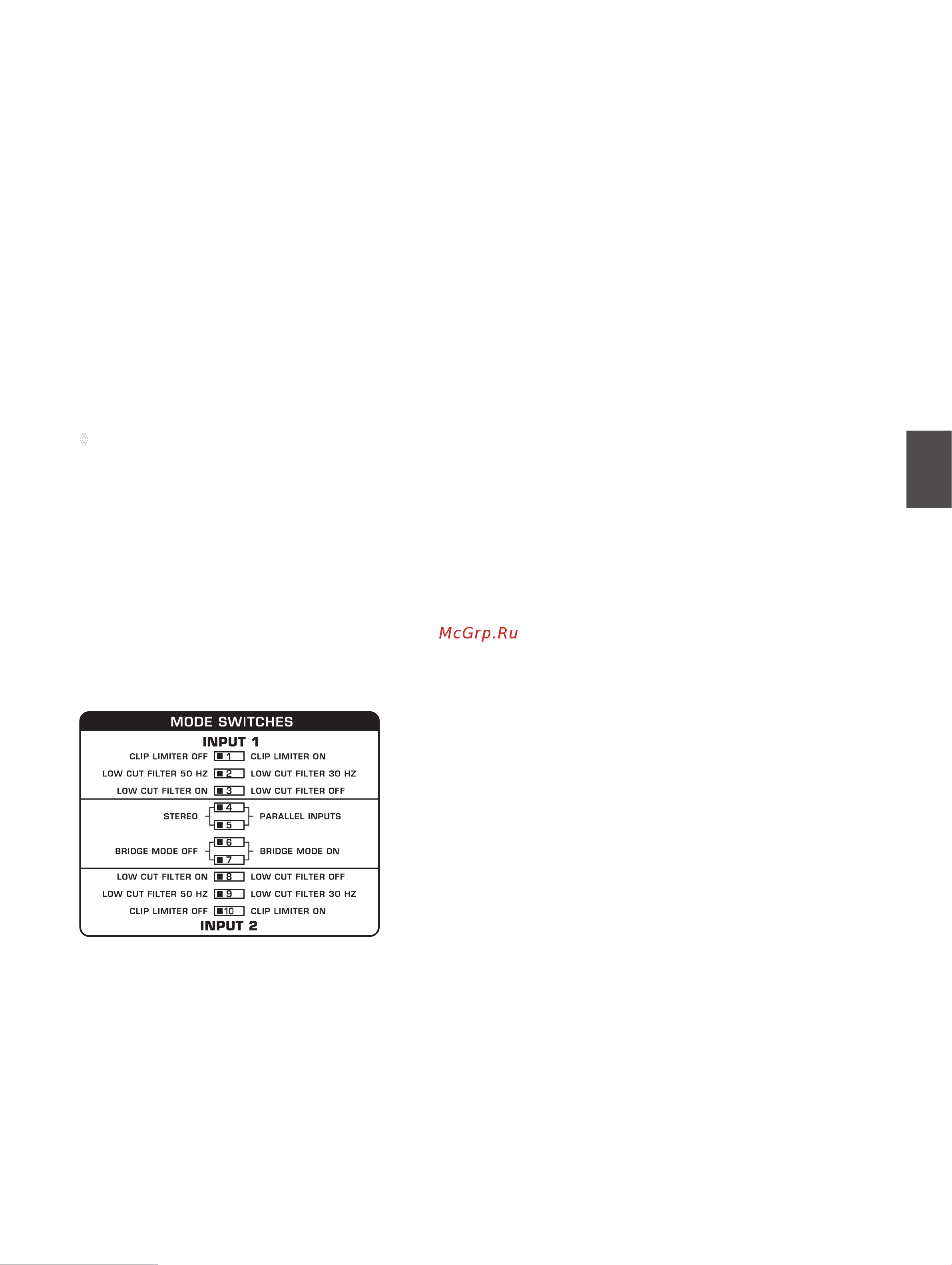 Behringer EUROPOWER EP 2000 [5/16] Конфигурационные 2 переключатели mode switches
