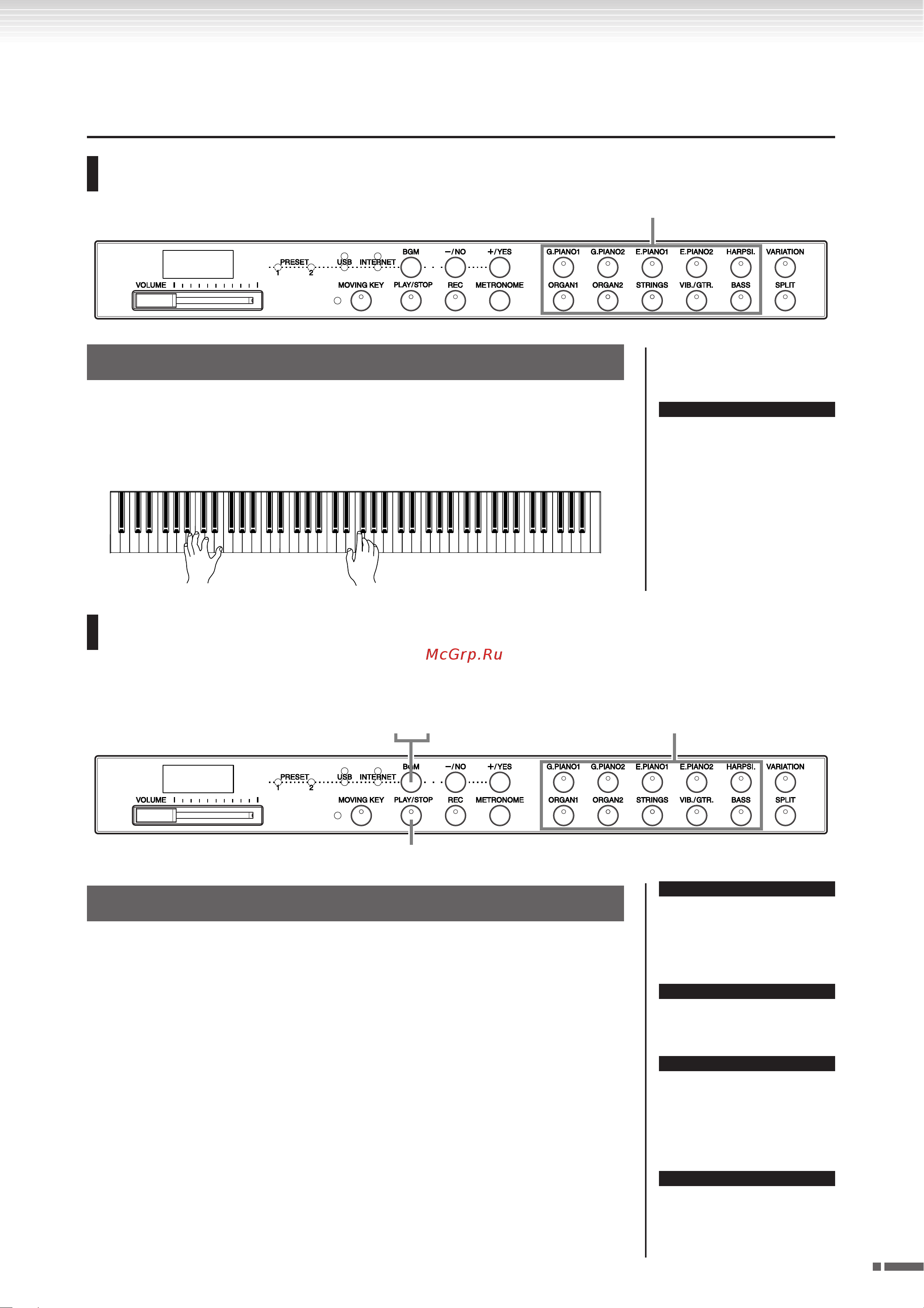 Yamaha Modus F11(with bench) [29/80] Тобы познакомиться с тембрами можно прослушать песни с демонстрацией тембров для каждой группы тембров стр 29 а более подробной информацией о встроенных тембрах обратитесь к списку встроенных тембров на стр 66